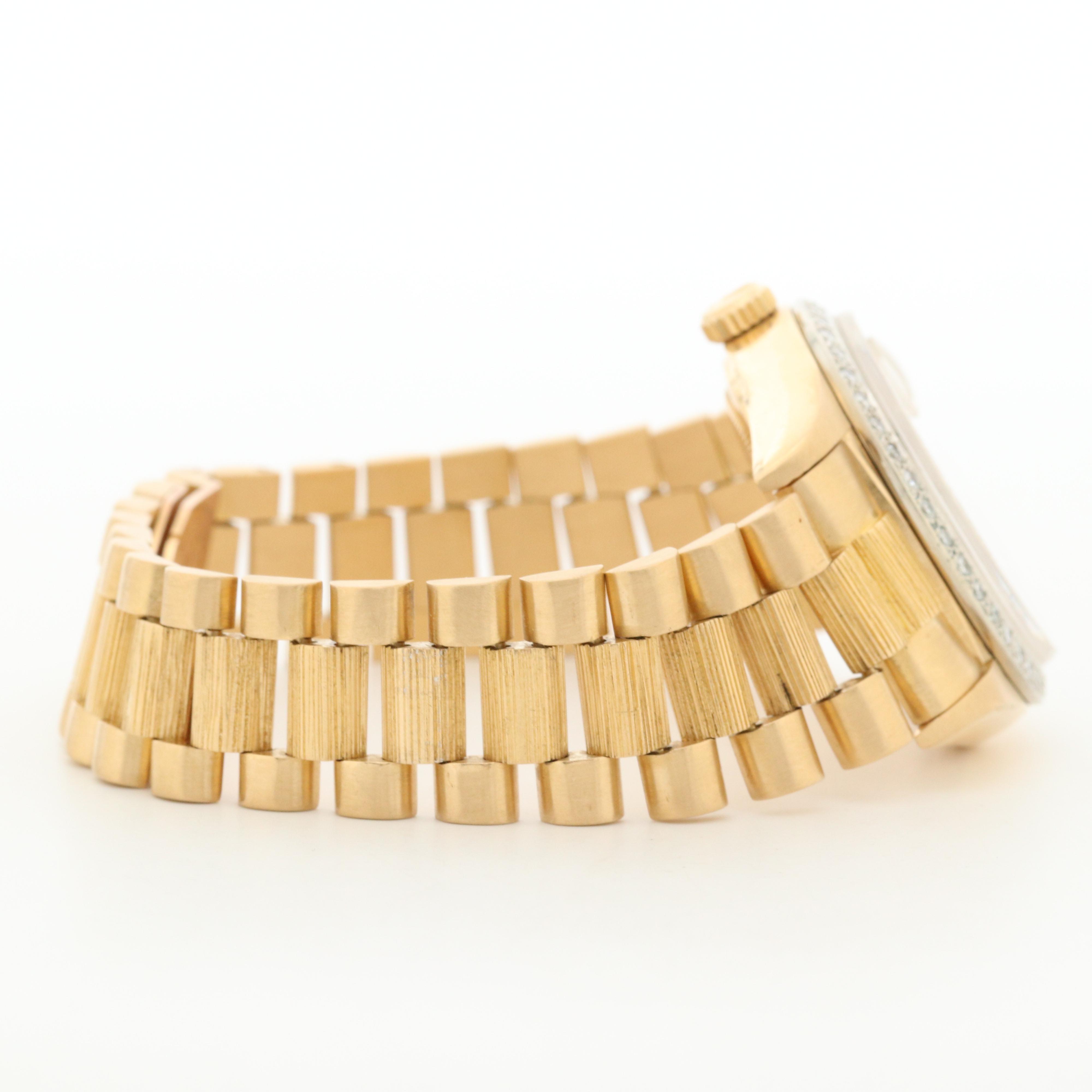 Vintage Rolex Day-Date 18K Yellow Gold Watch with 1.16 CTW Diamond Bezel