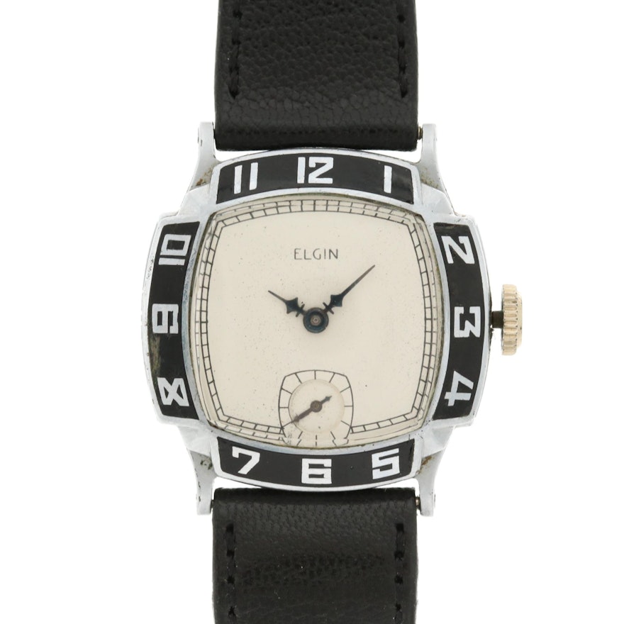 Elgin 1930's "Art Deco" Style Nickel Wristwatch