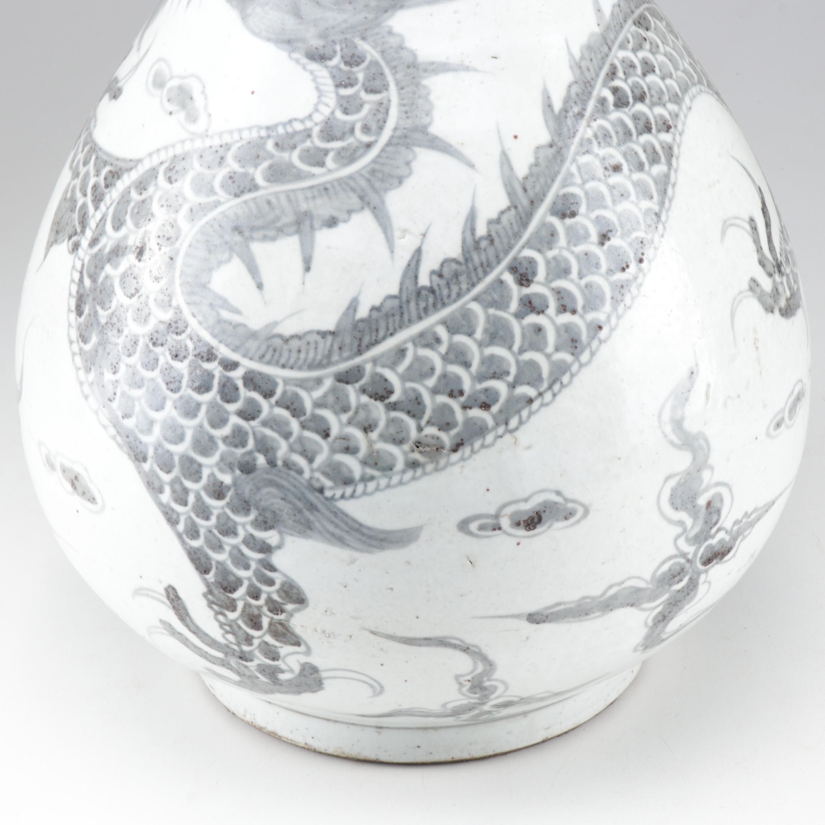 Chinese Ceramic Floor Vase with Dragon Motif