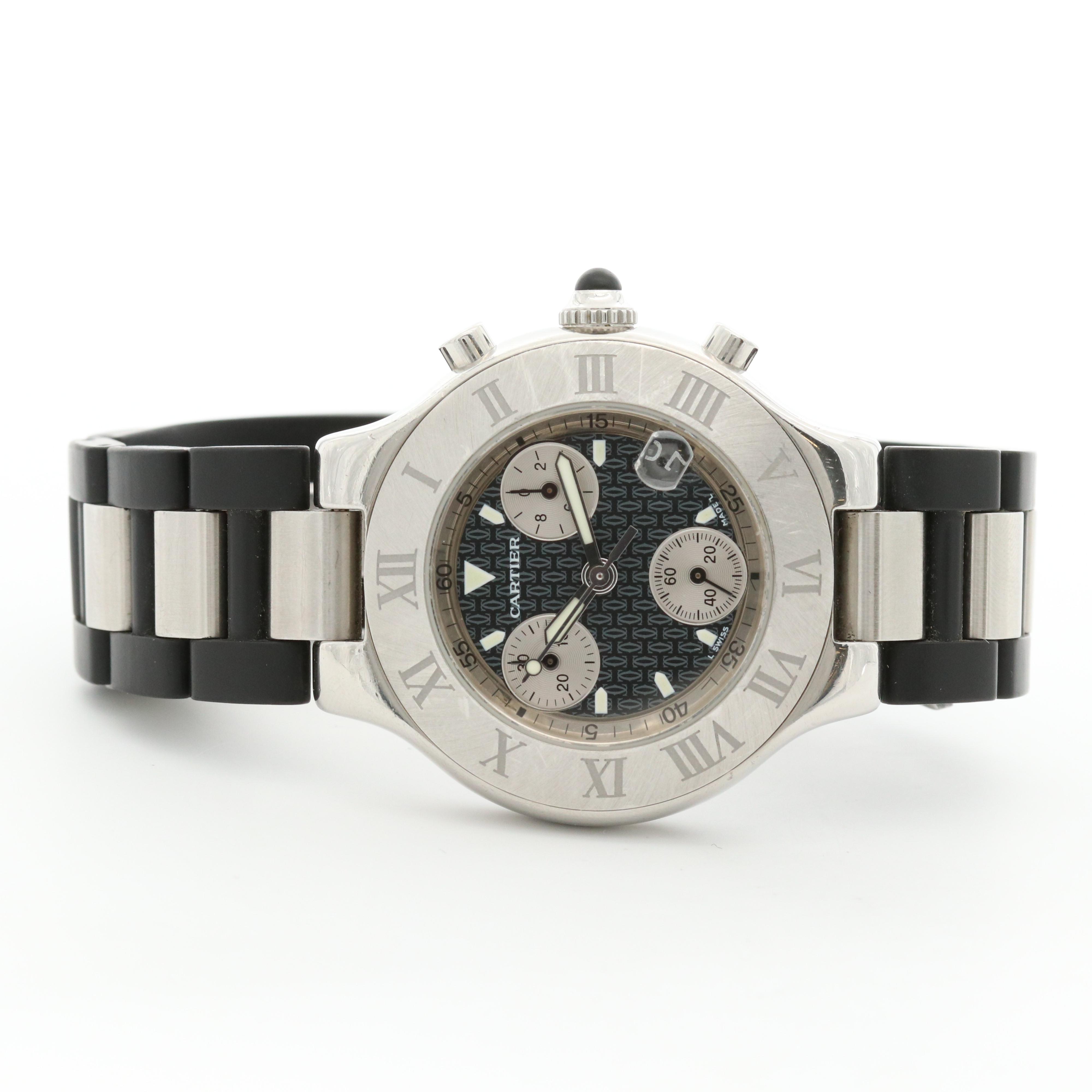 Cartier 21 Chronoscaph Stainless Steel Quartz Watch