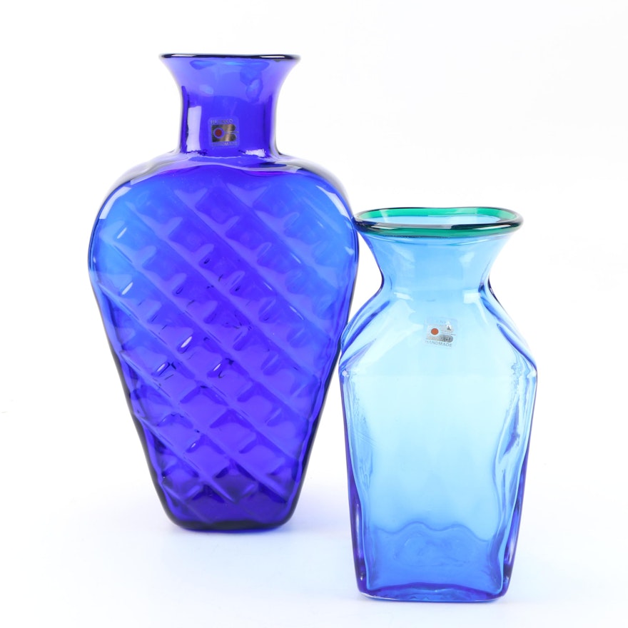 Blenko Hand-Blown Art Glass Vases