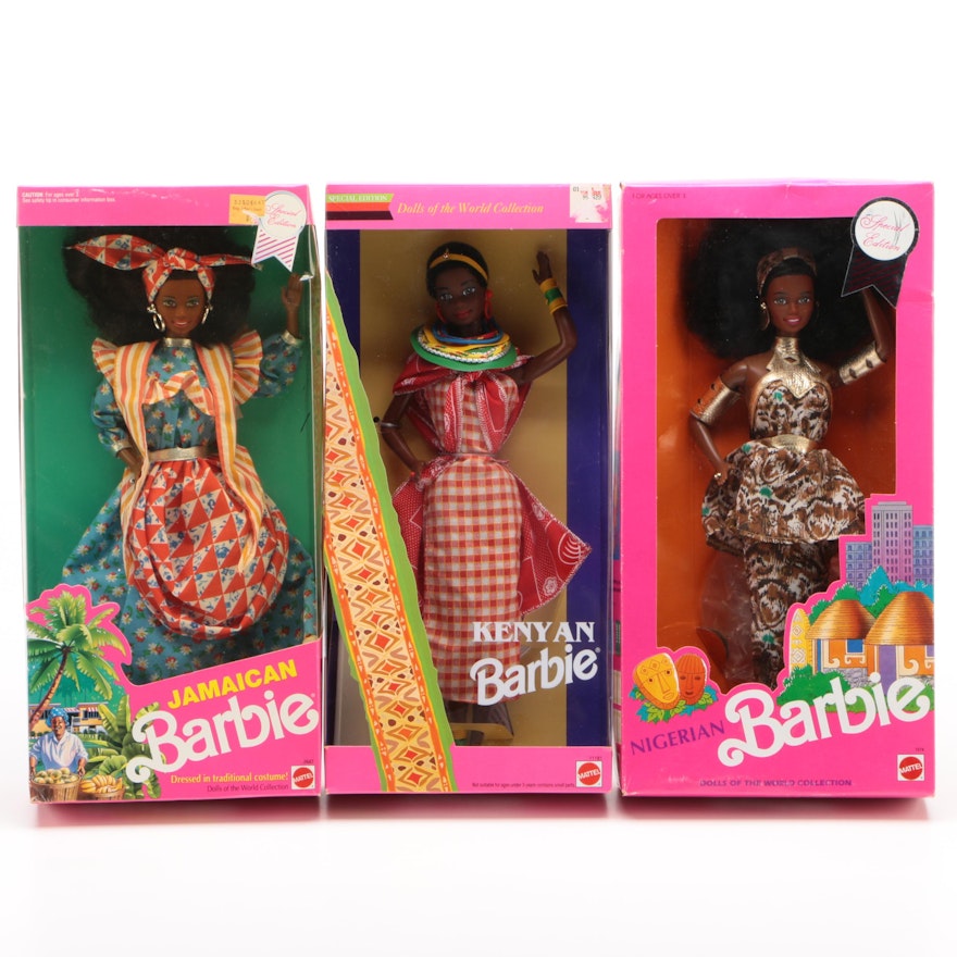 Mattel "Dolls of the World" Collection Kenyan, Nigerian, and Jamaican Barbies