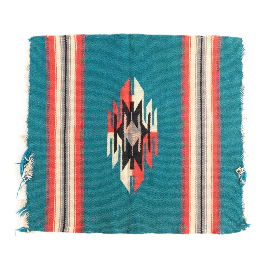 Handwoven Southwestern Wool Blend Mat, Mid-Century