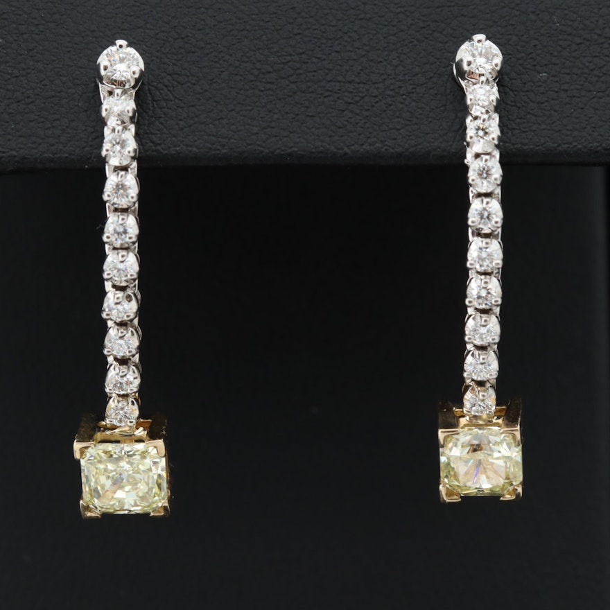 14K White and Yellow Gold 2.51 CTW Diamond Earrings