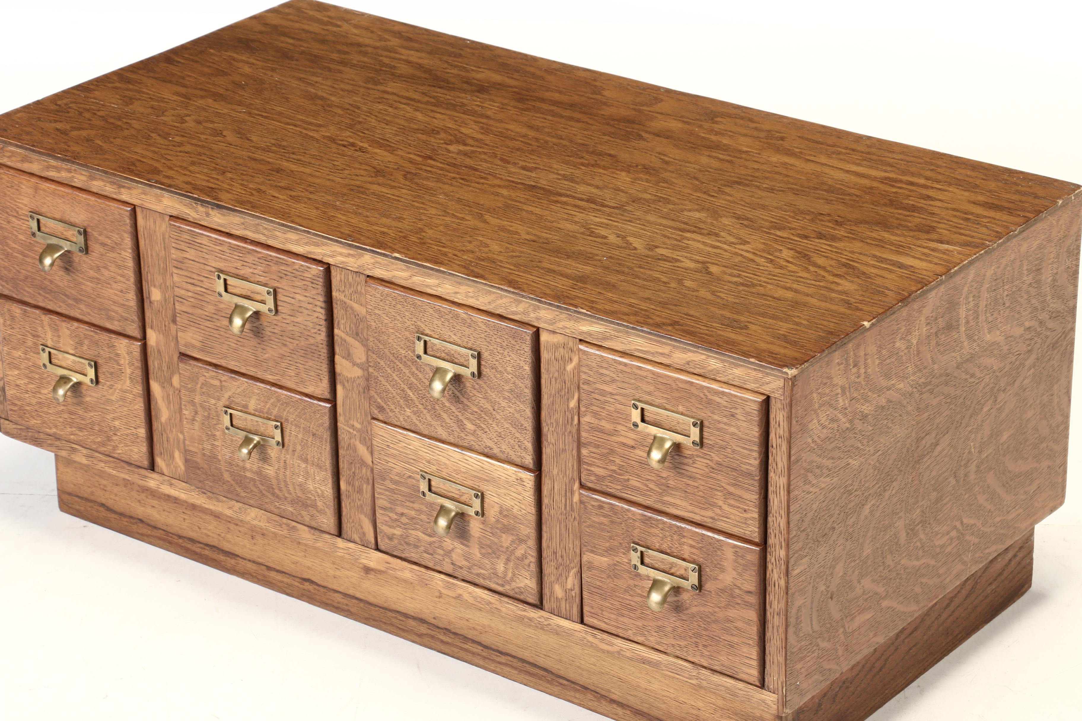 Oak Index File Cabinet, Early to Mid-20th Century