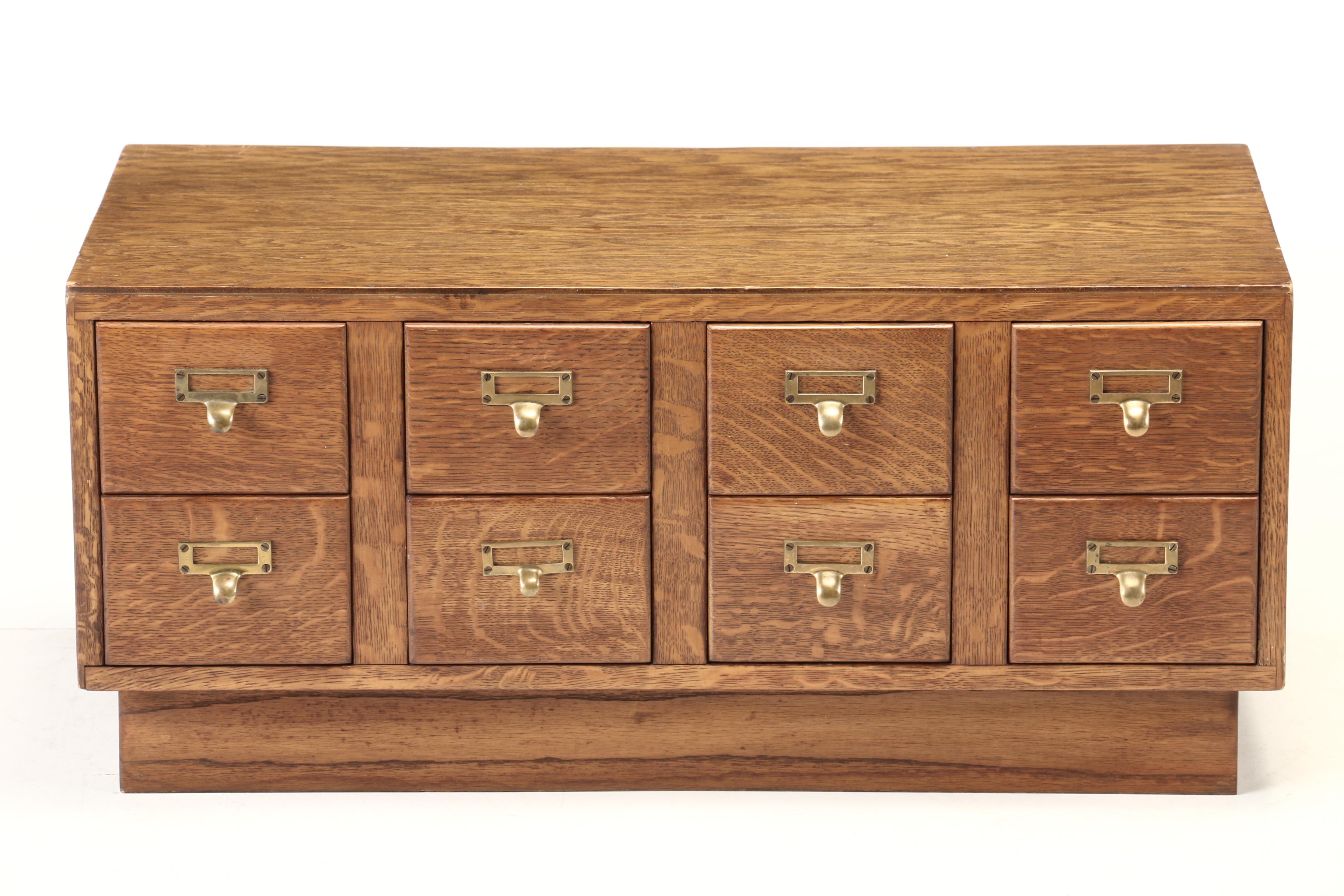 Oak Index File Cabinet, Early to Mid-20th Century