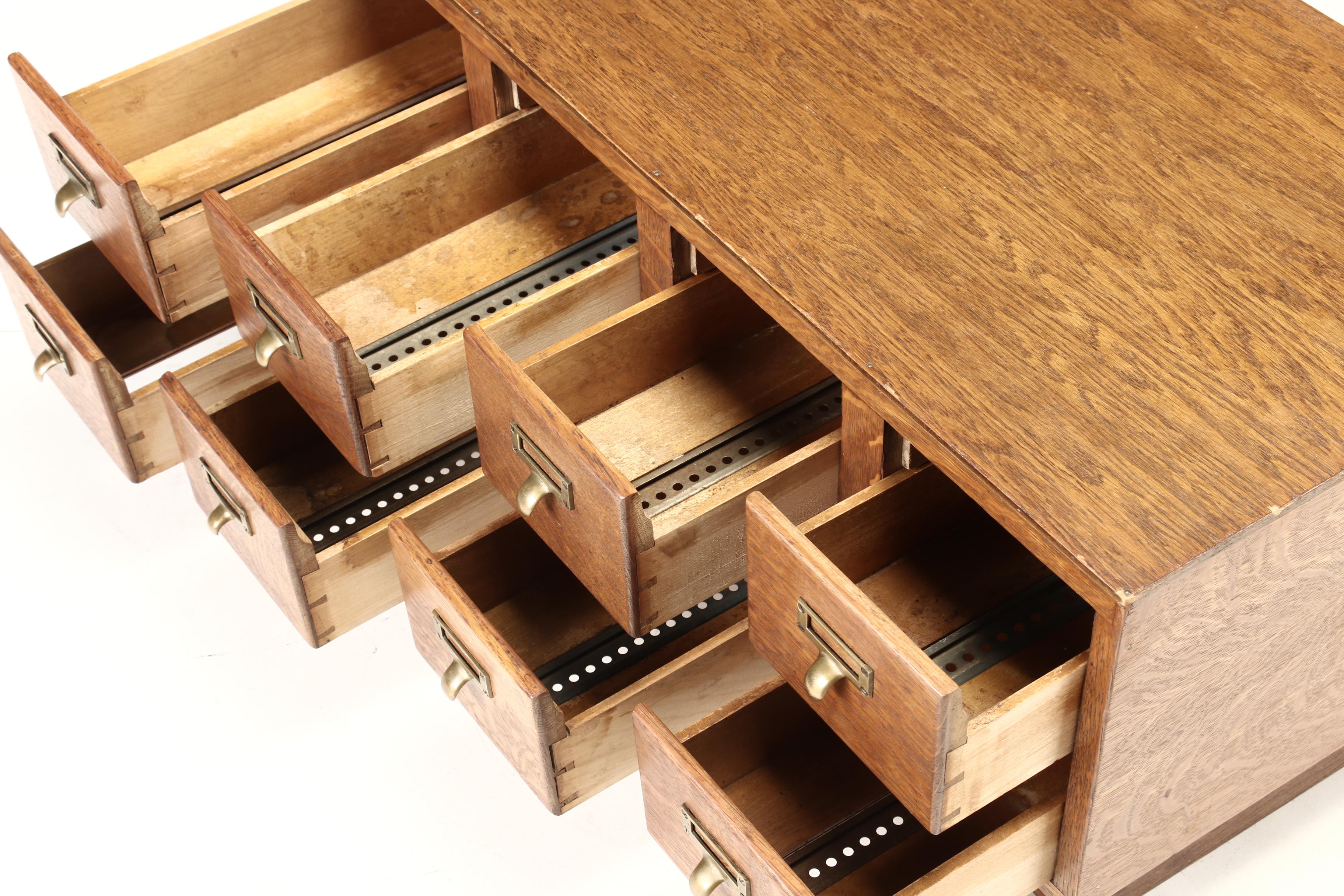 Oak Index File Cabinet, Early to Mid-20th Century