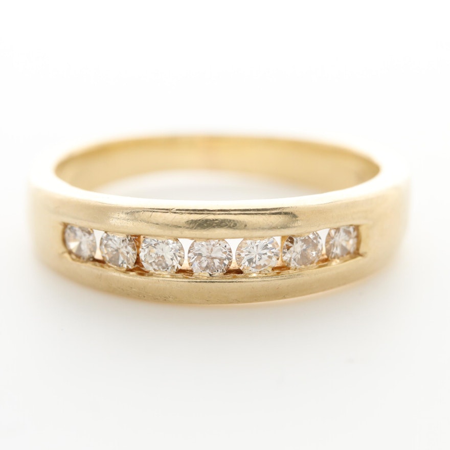 14K Yellow Gold Diamond Channel Ring