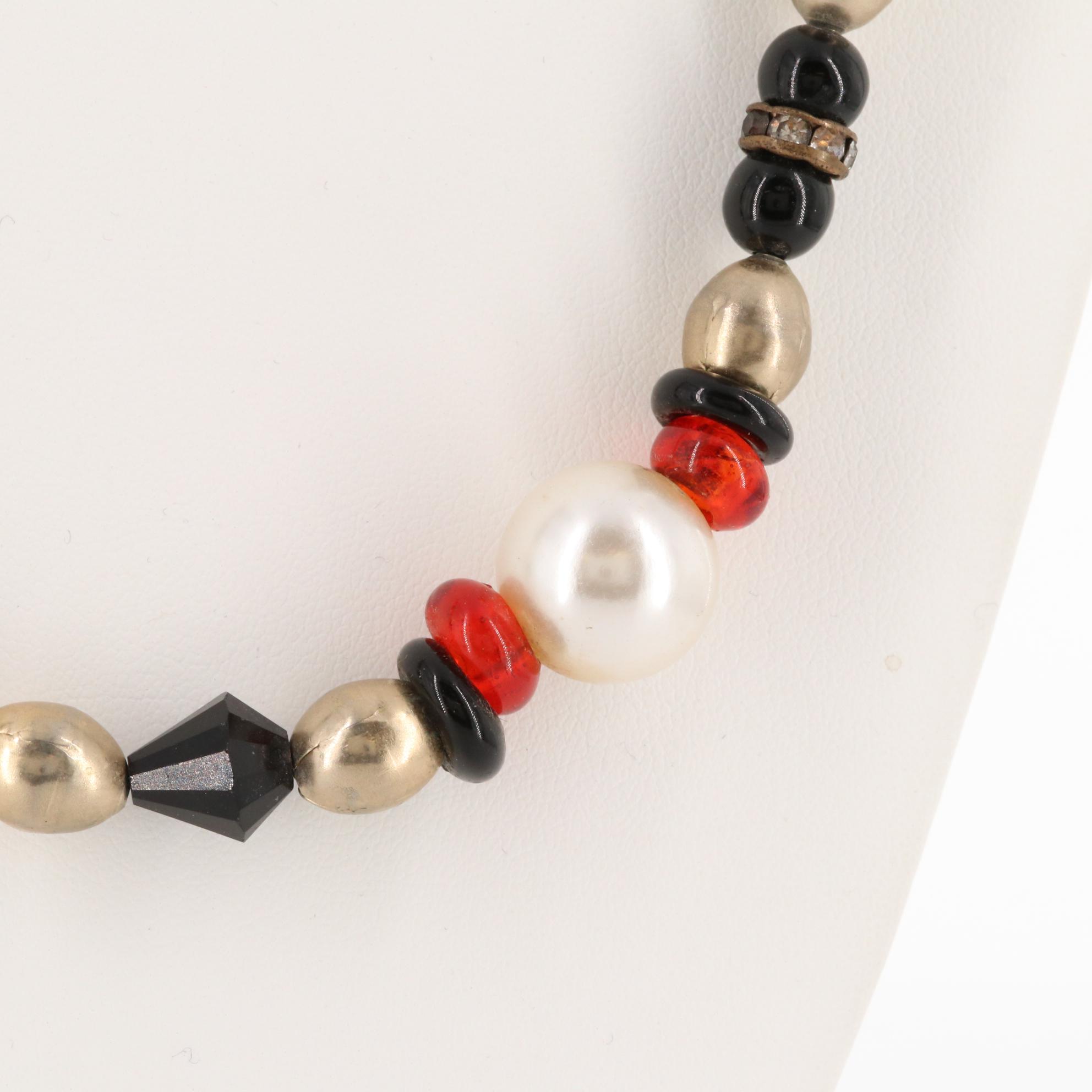 Michael Scheurer Foilback Glass Multi-Color Beaded Necklace