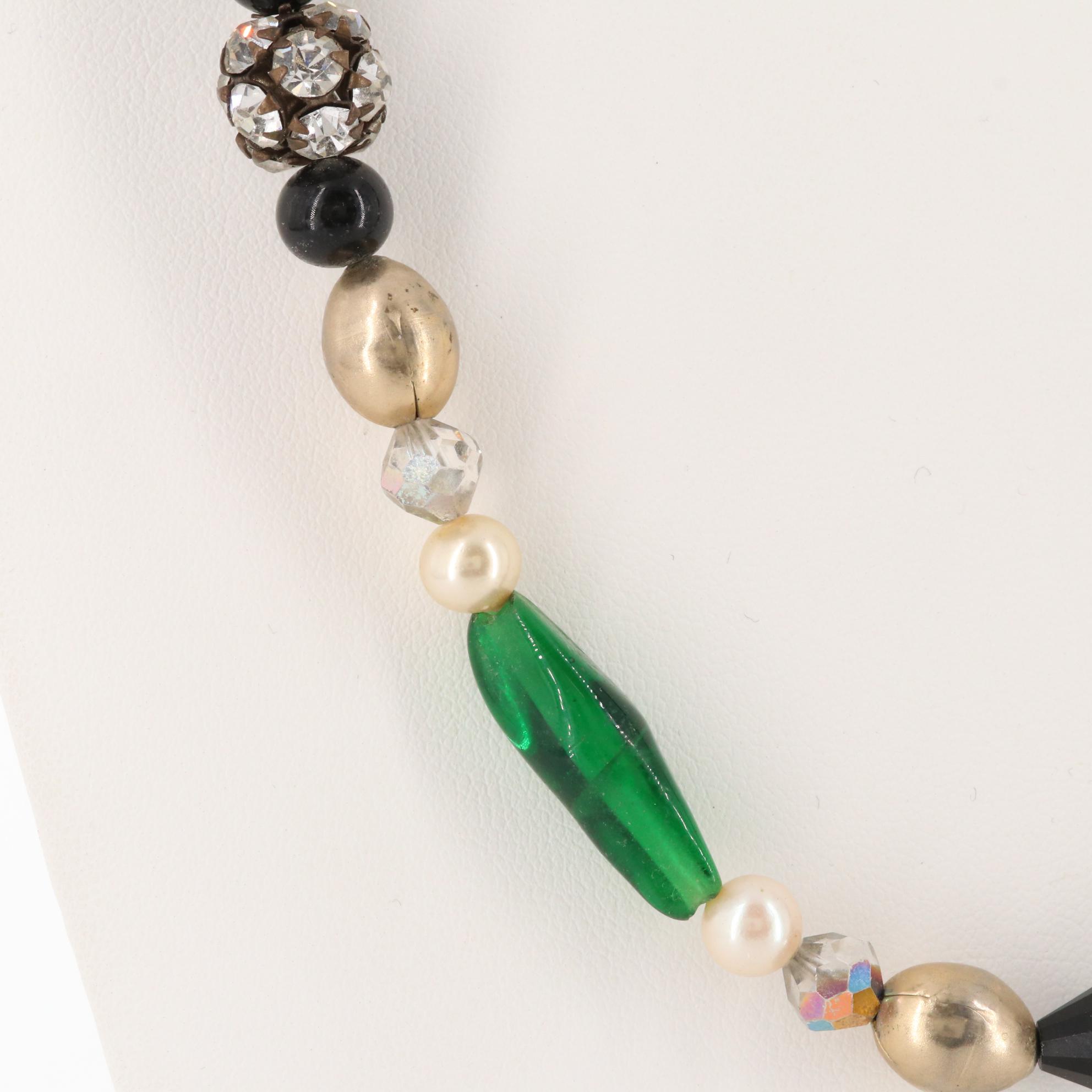 Michael Scheurer Foilback Glass Multi-Color Beaded Necklace