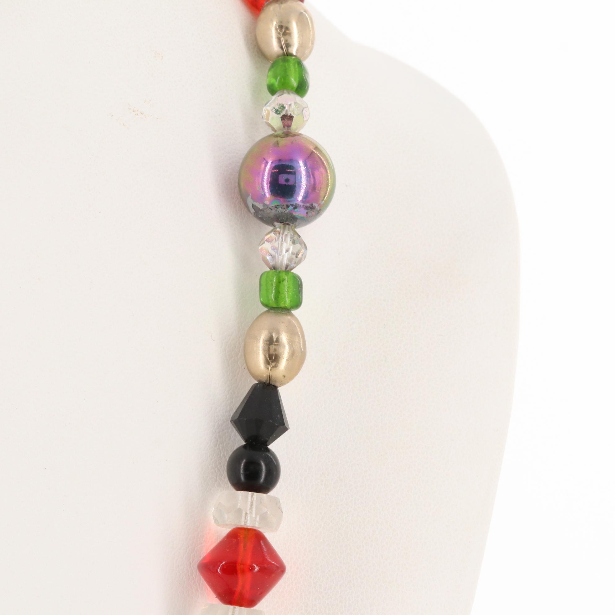 Michael Scheurer Foilback Glass Multi-Color Beaded Necklace