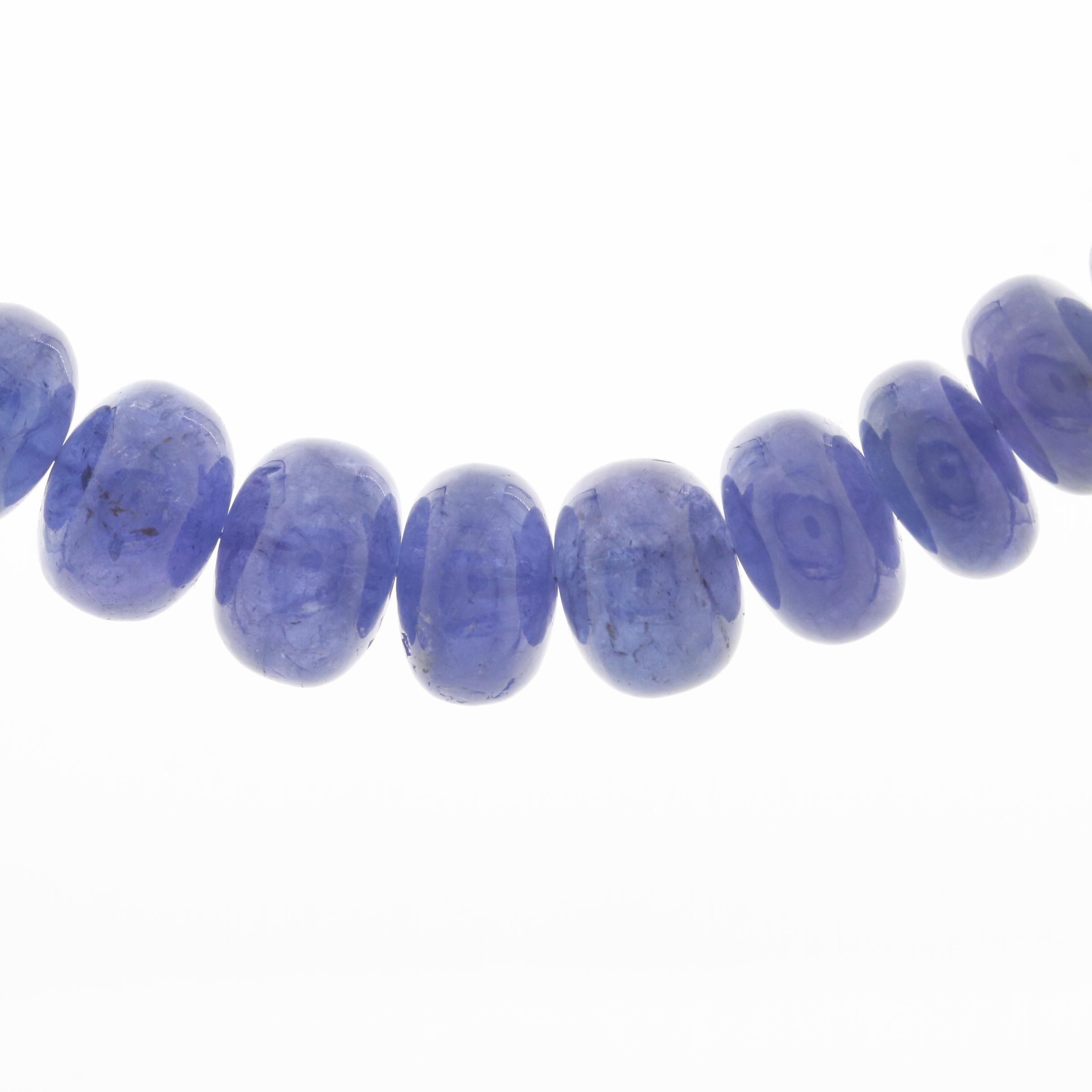 14K White Gold Tanzanite Beaded Necklace