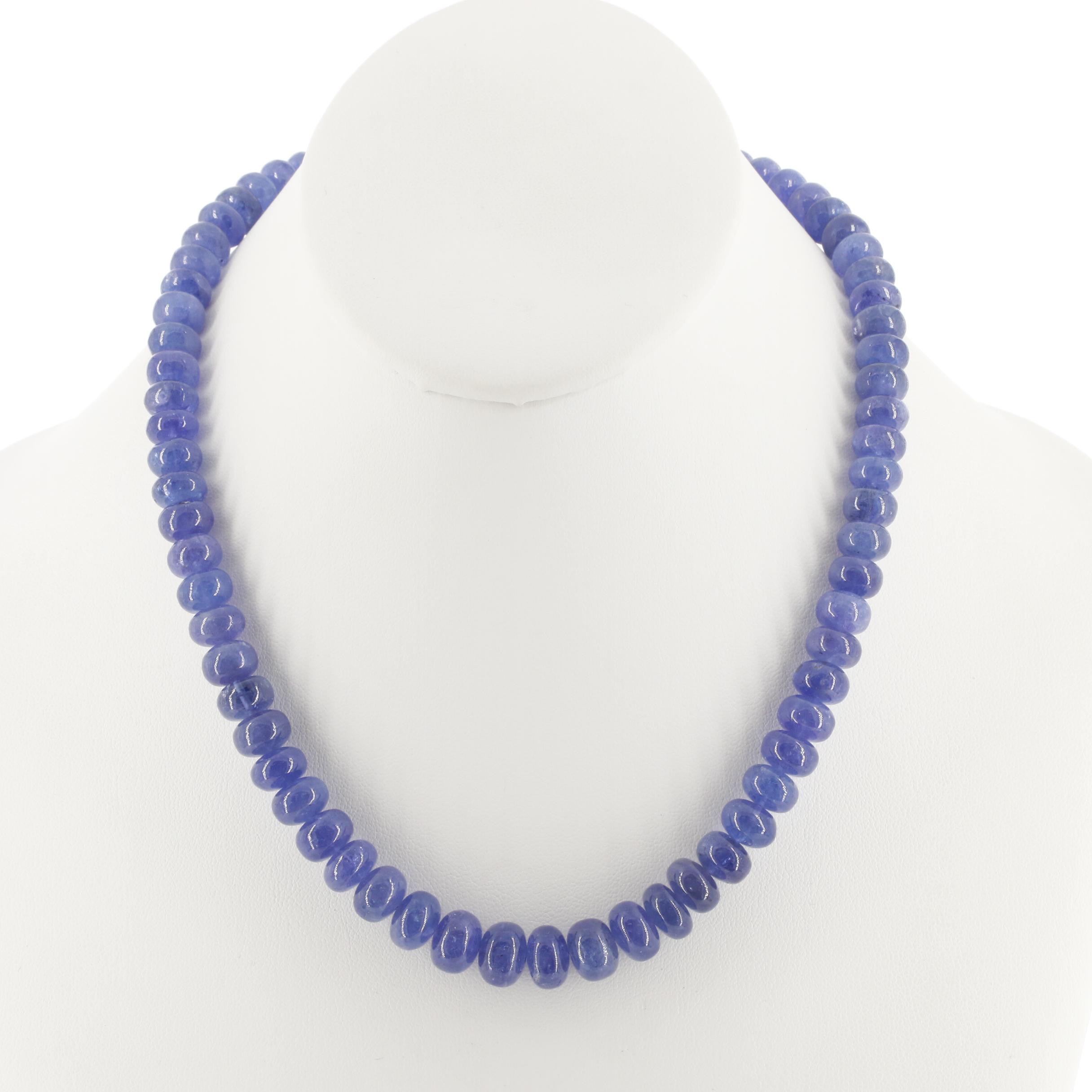 14K White Gold Tanzanite Beaded Necklace