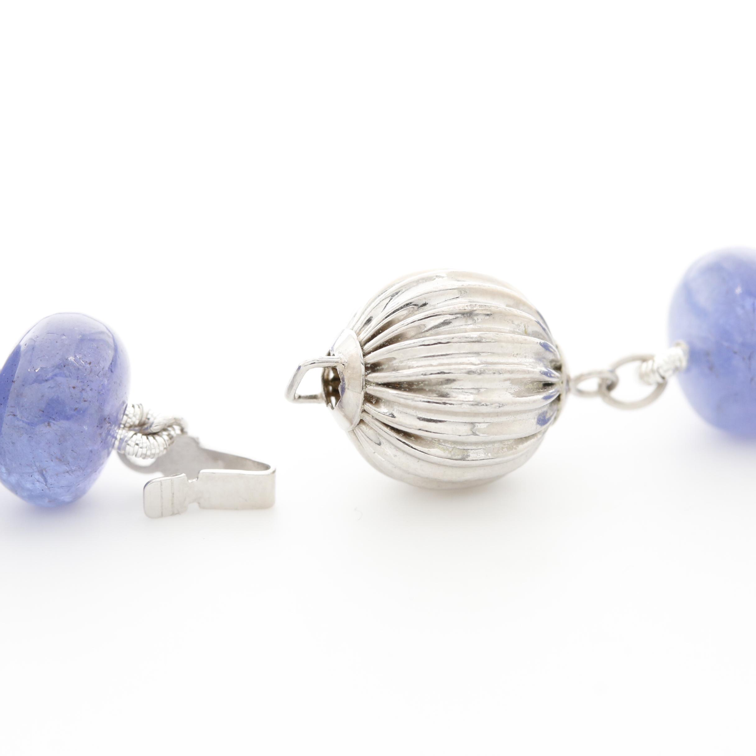 14K White Gold Tanzanite Beaded Necklace