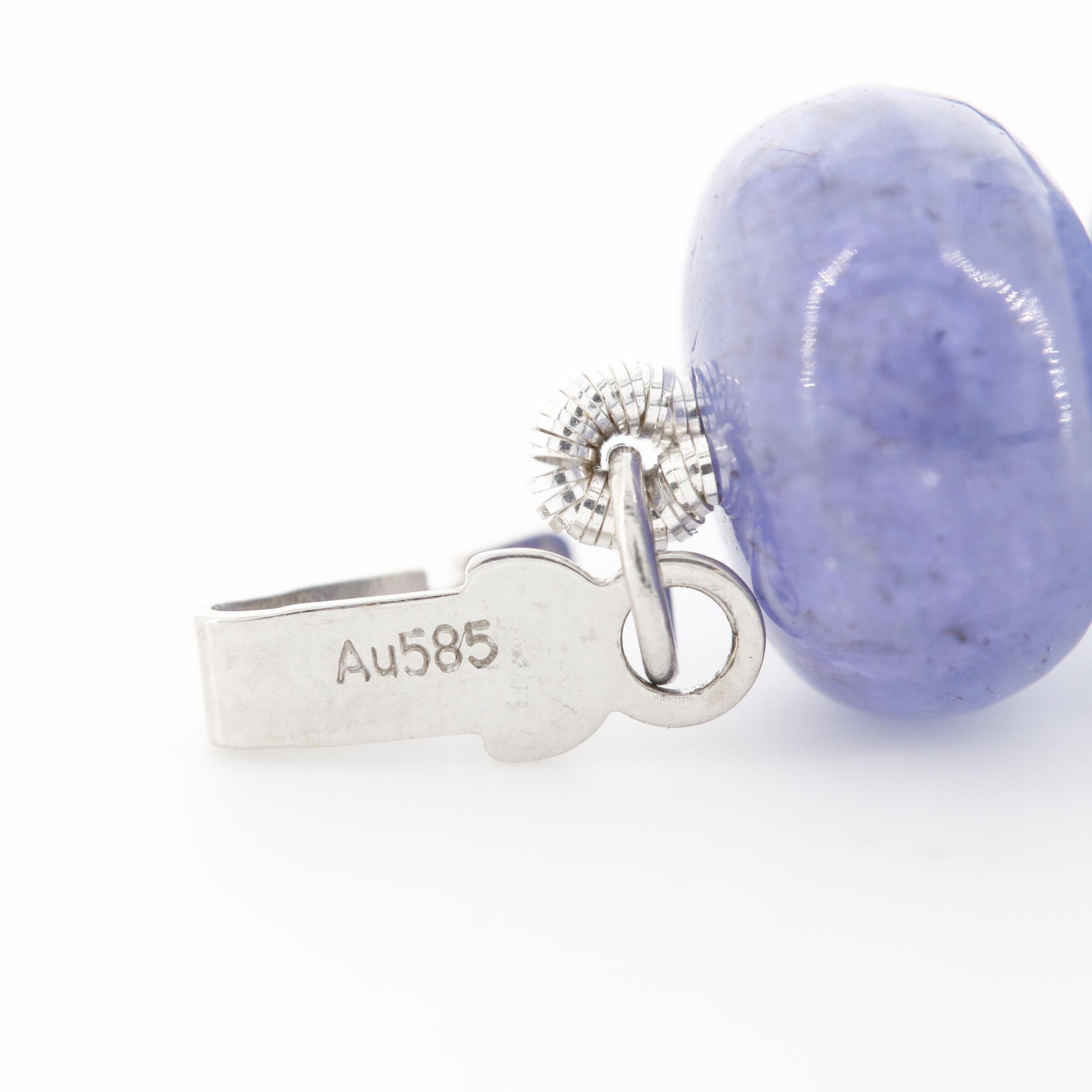 14K White Gold Tanzanite Beaded Necklace