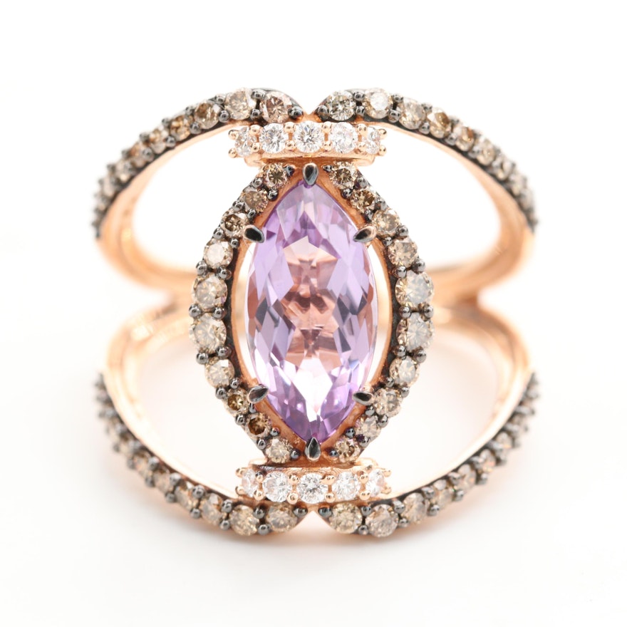 Le Vian 14K Rose Gold Amethyst and Diamond Ring