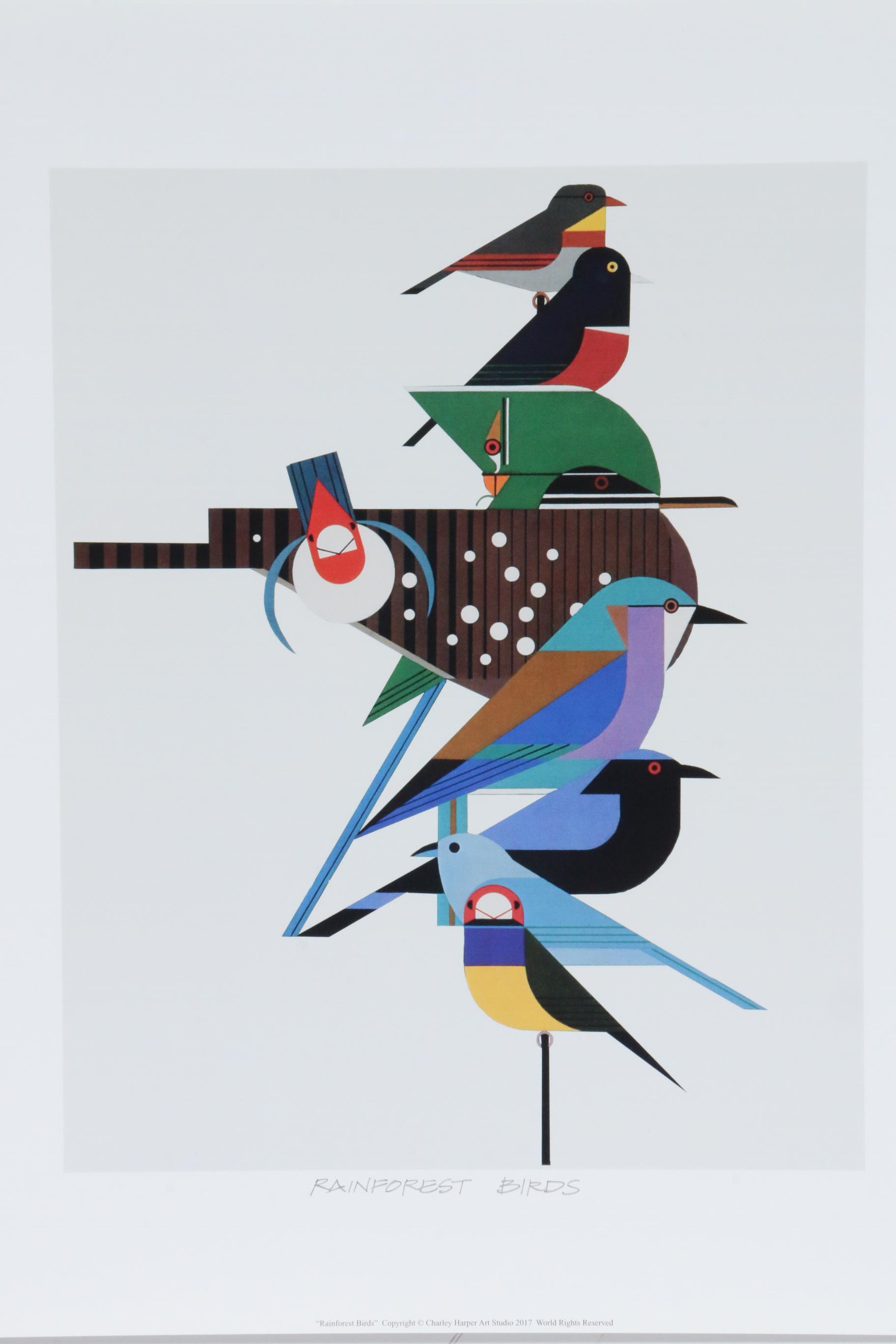 Offset Lithograph After Charley Harper "Rainforest Birds"