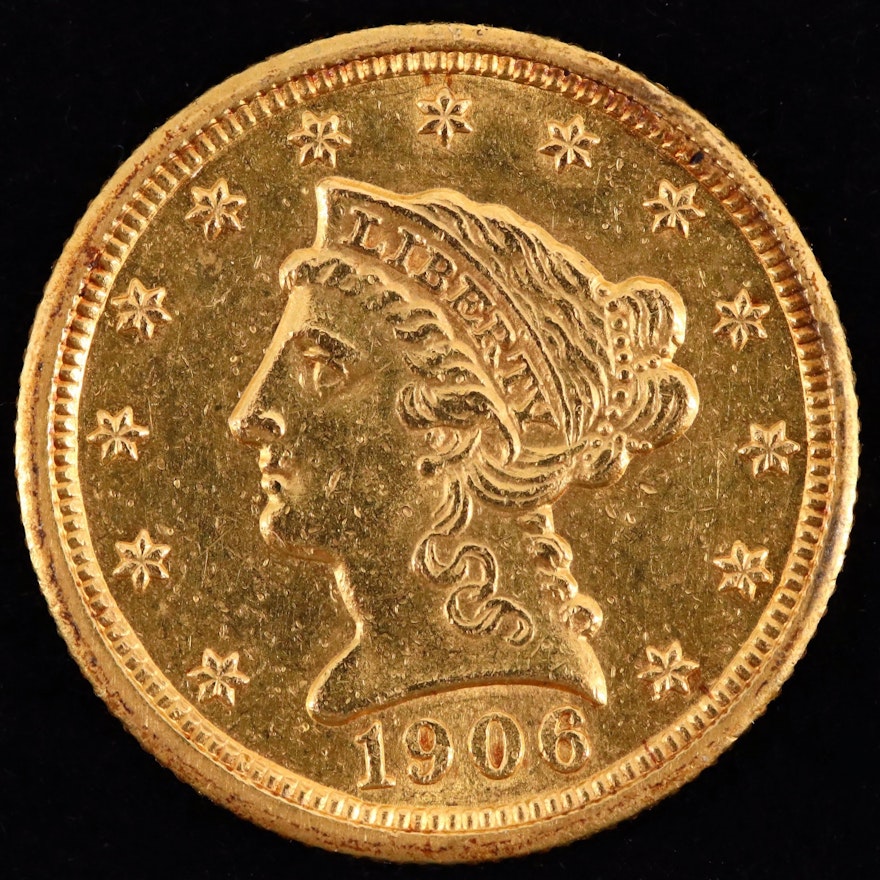 1906 Liberty Head $2.50 Quarter Eagle Gold Coin