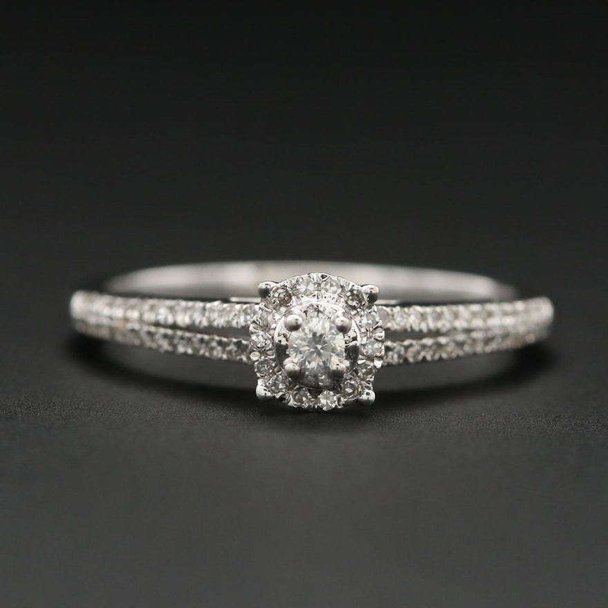 14K White Gold Diamond Ring