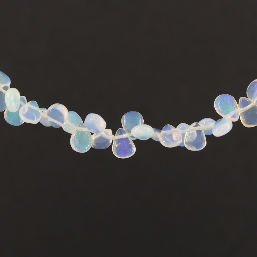 14K Yellow Gold Opal Beaded Necklace