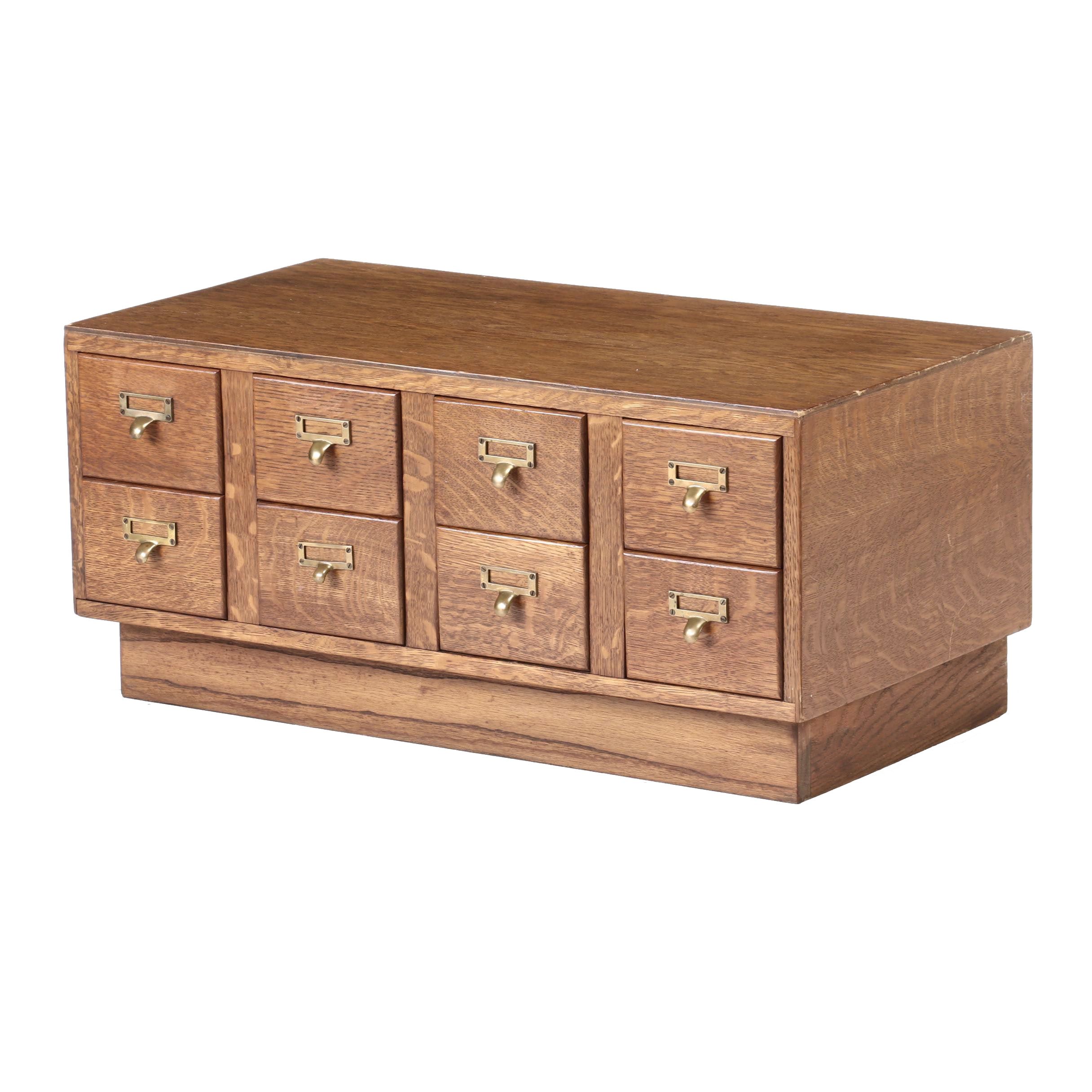 Oak Index File Cabinet, Early to Mid-20th Century