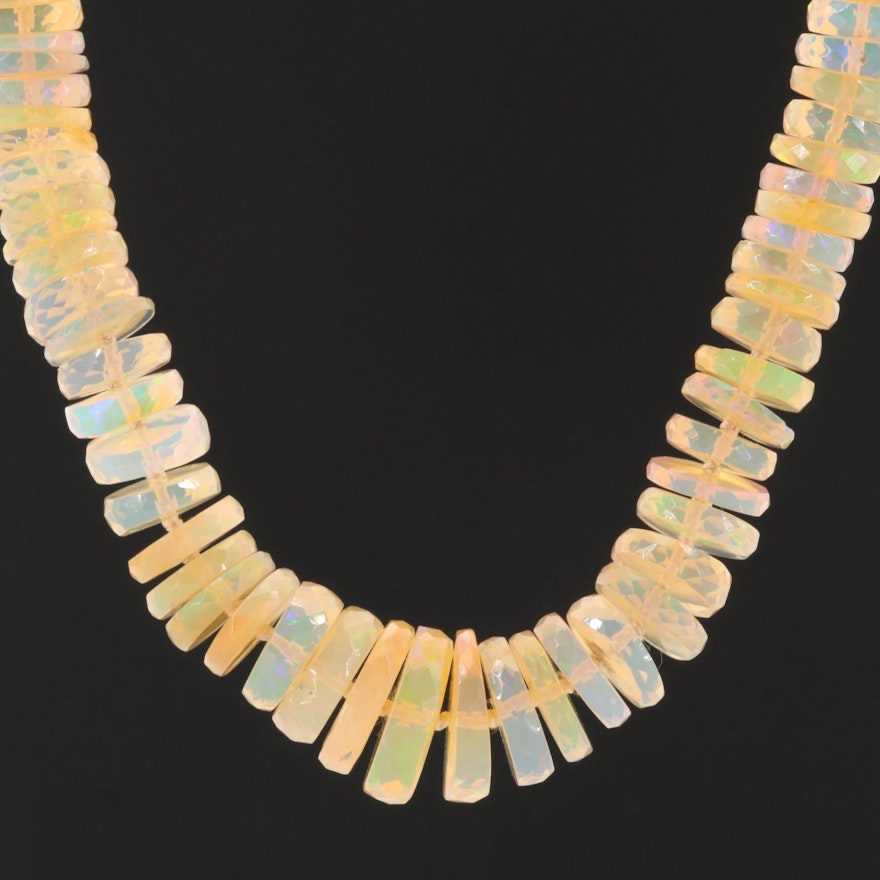 14K Yellow Gold Opal Graduated Knotted Necklace