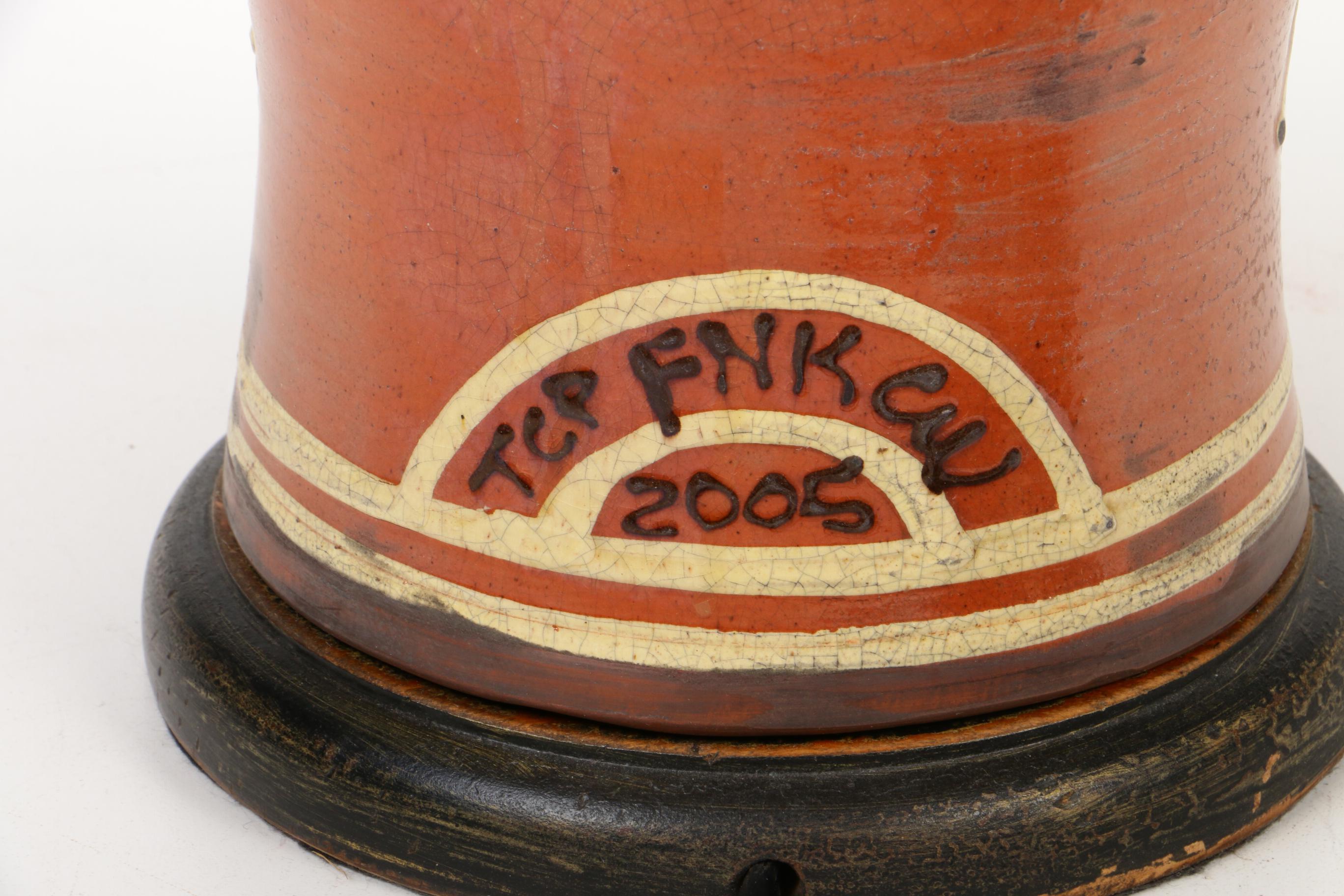 Turtle Creek Pottery Floral Redware Table Lamp