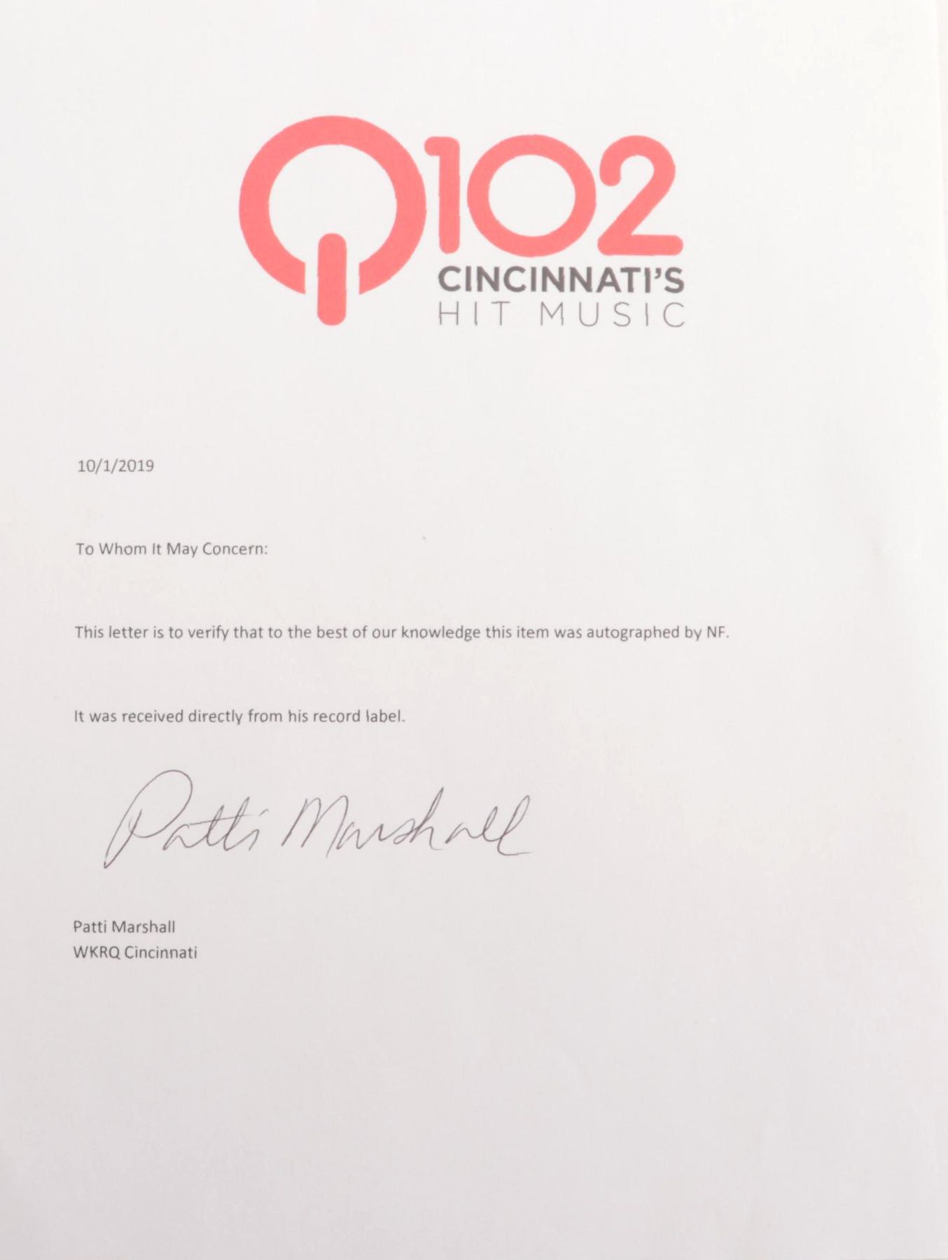 NF Signed "Perception" Album Cover