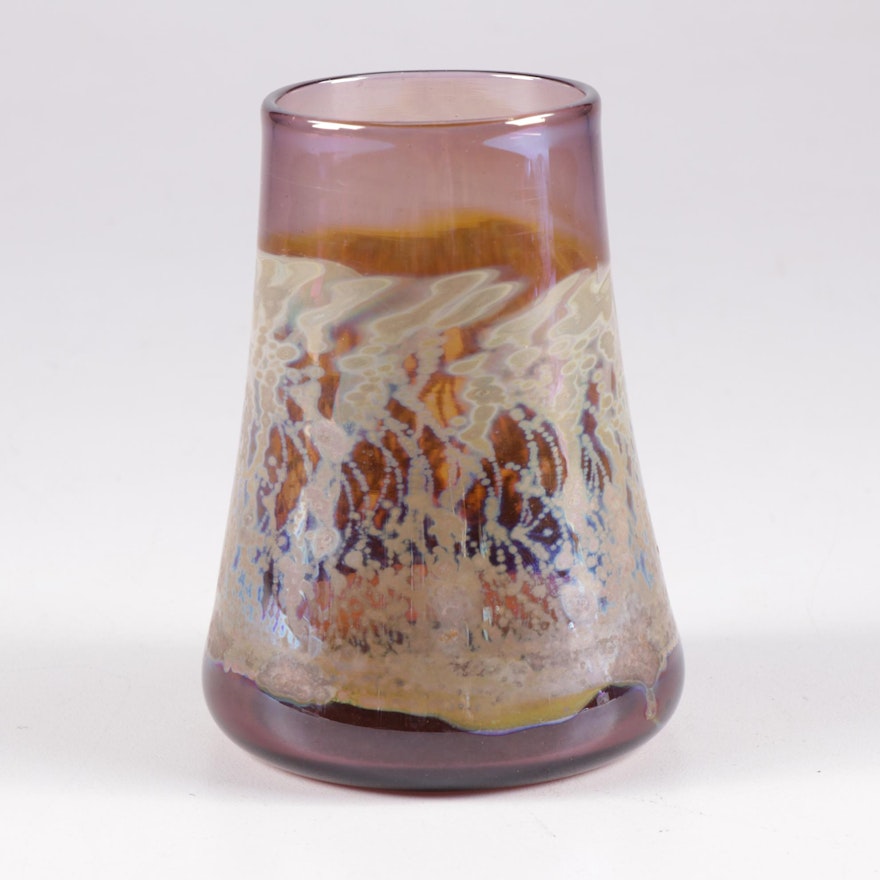 Robert Coleman Iridescent Art Glass Vase