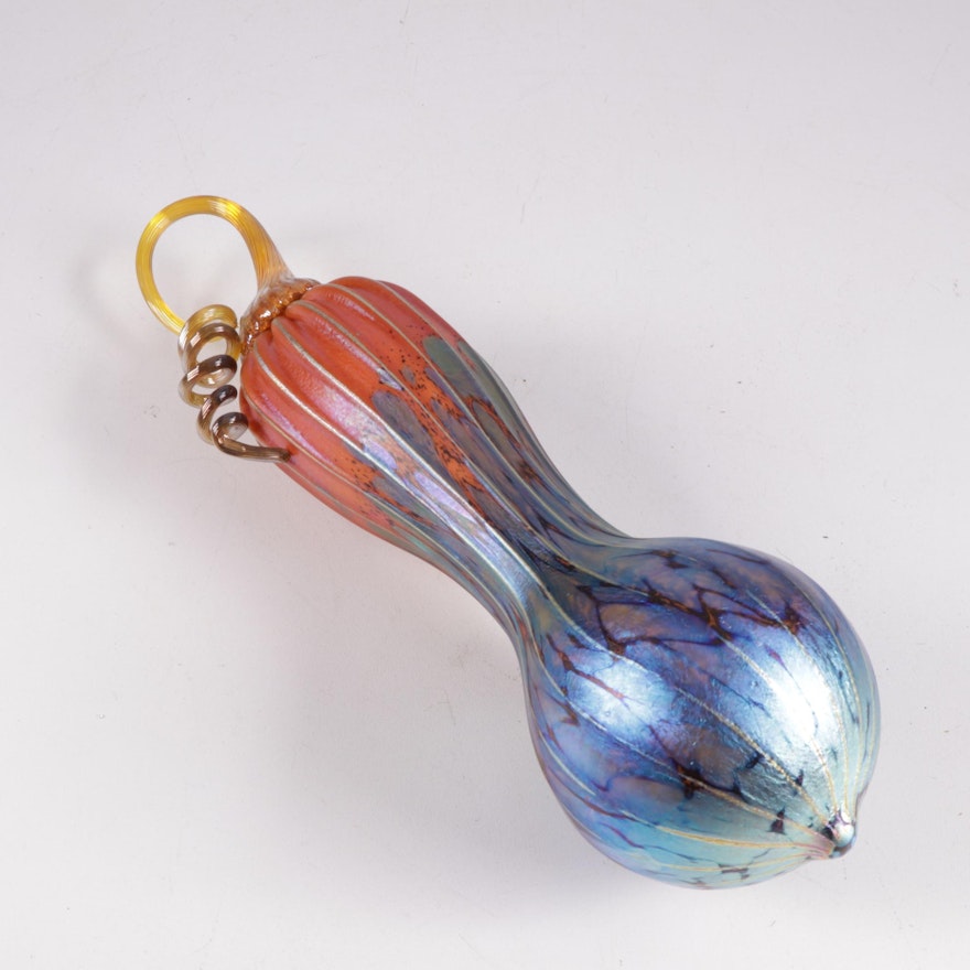 Jack Pine Iridescent Art Glass Gourd