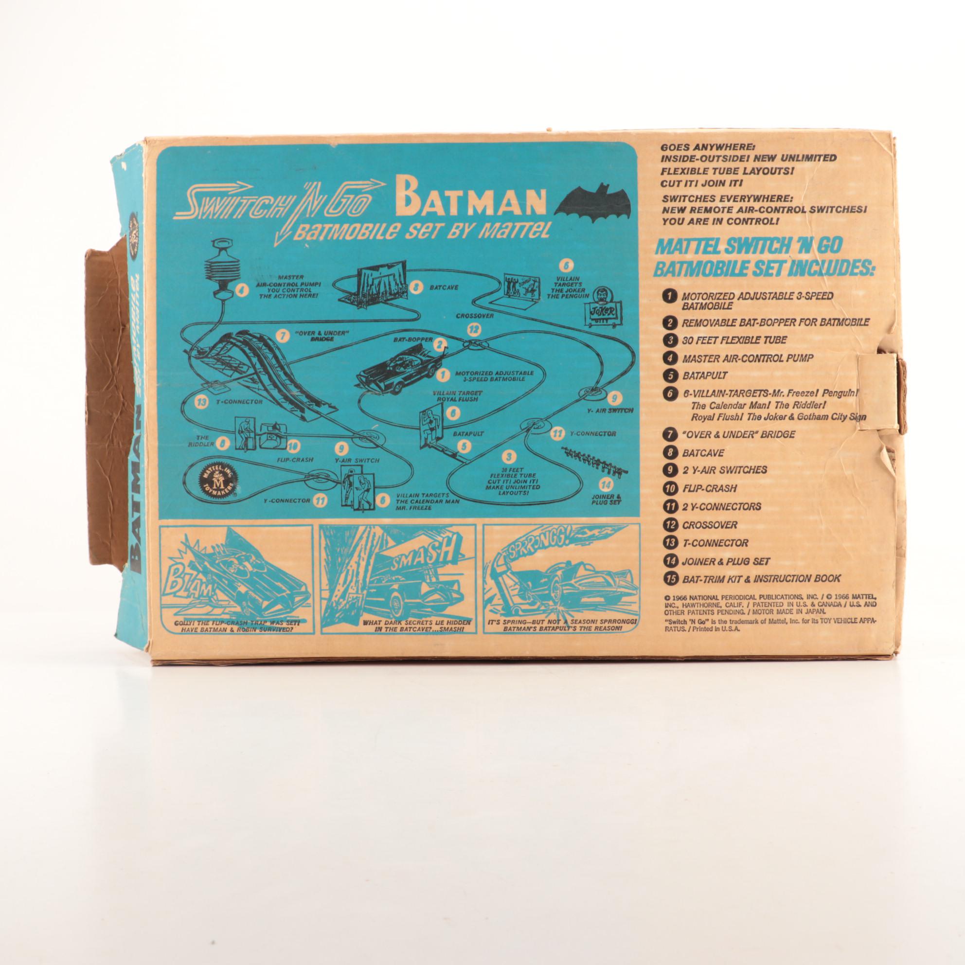 Mattel Batman "Switch 'N Go" Batmobile" Toy Play Set with Box, 1966