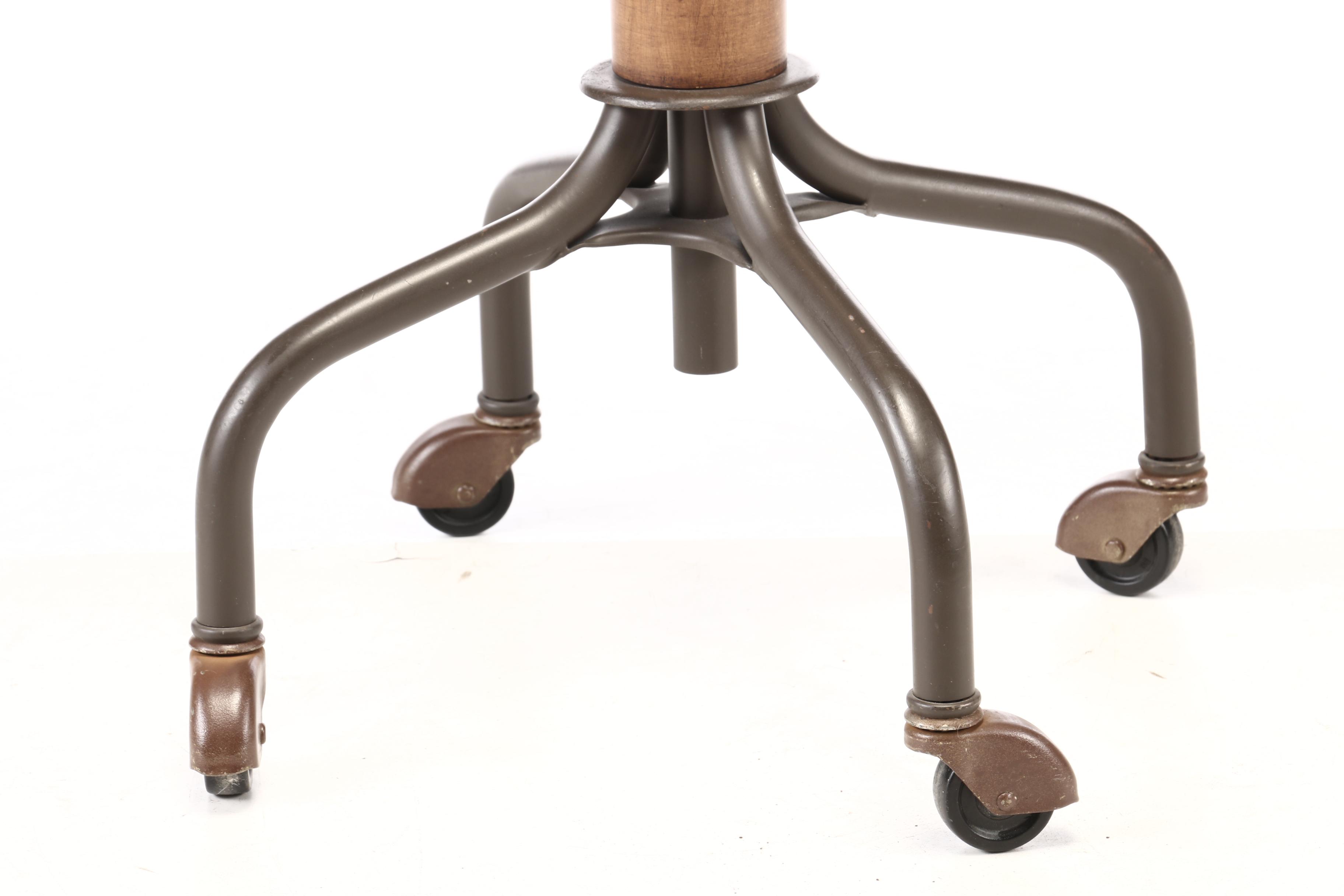 Walnut and Steel Lectern Stand on Castors
