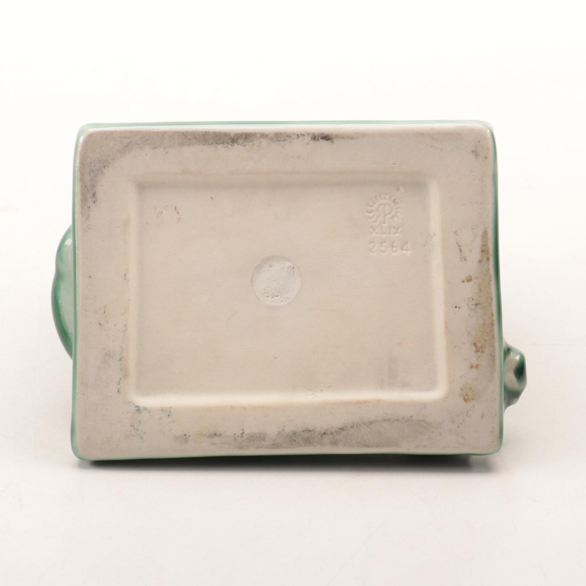 Rookwood Pottery Green Glazed Panther Bookends after William McDonald, 1949