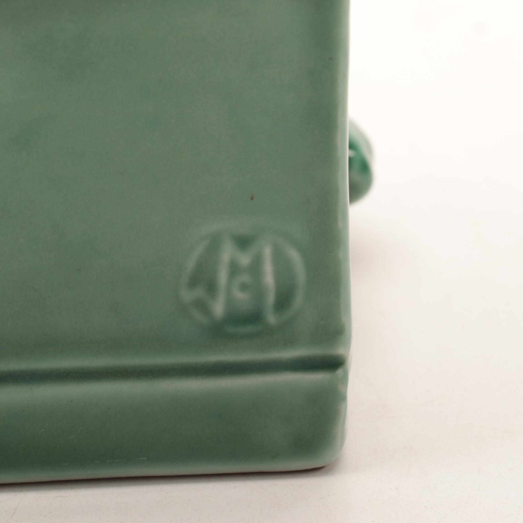 Rookwood Pottery Green Glazed Panther Bookends after William McDonald, 1949