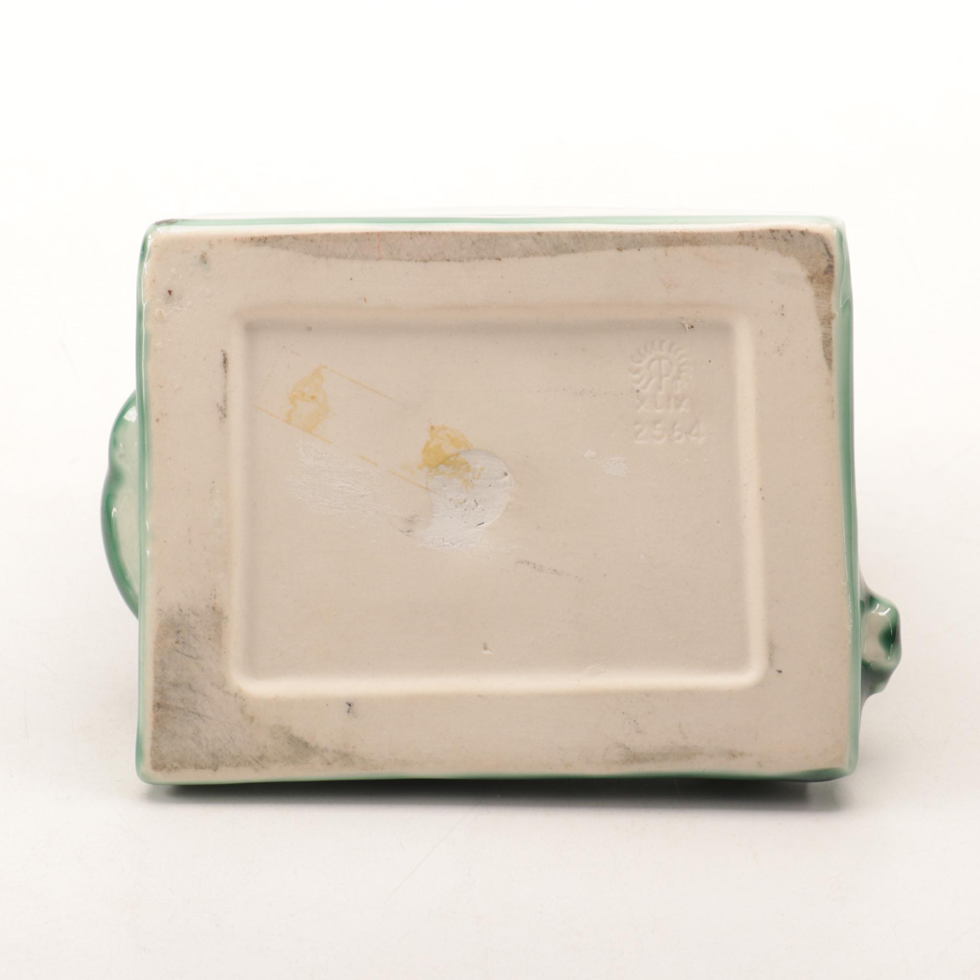 Rookwood Pottery Green Glazed Panther Bookends after William McDonald, 1949