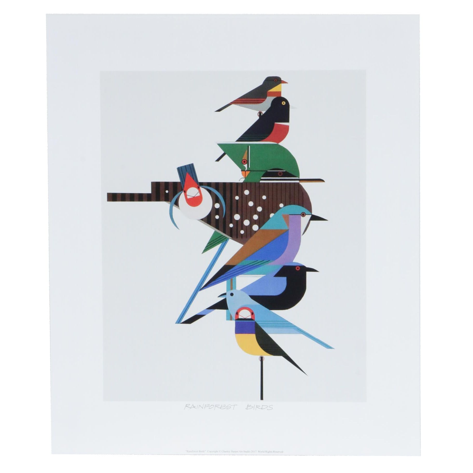 Offset Lithograph After Charley Harper "Rainforest Birds"