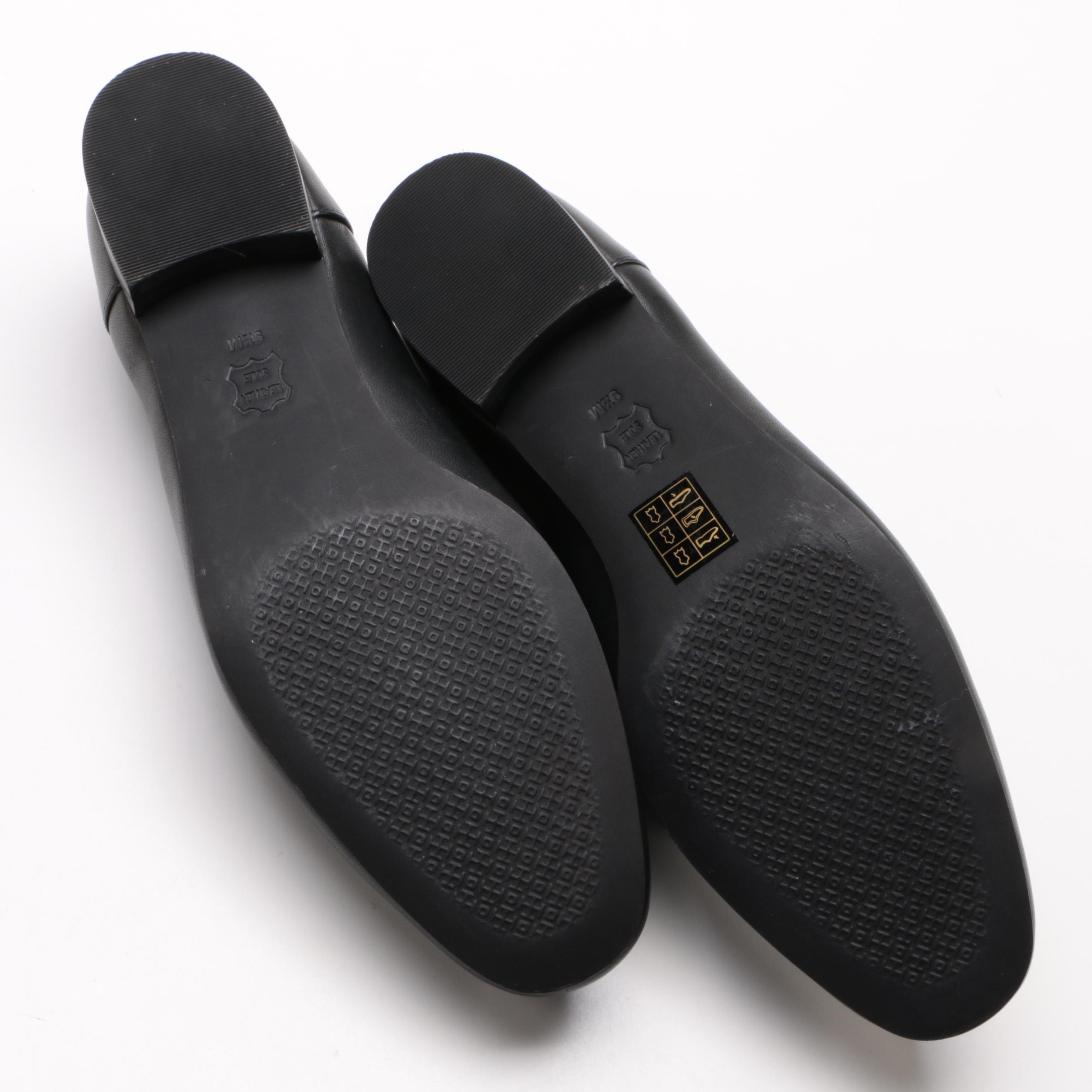 Tory Burch Jessa Loafer in Black Leather with Gold Tone Horse Head Hardware