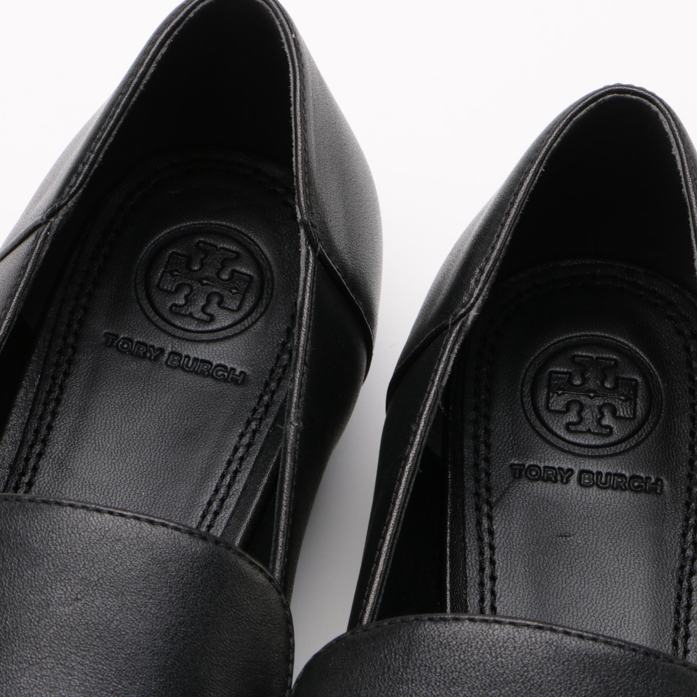 Tory Burch Jessa Loafer in Black Leather with Gold Tone Horse Head Hardware