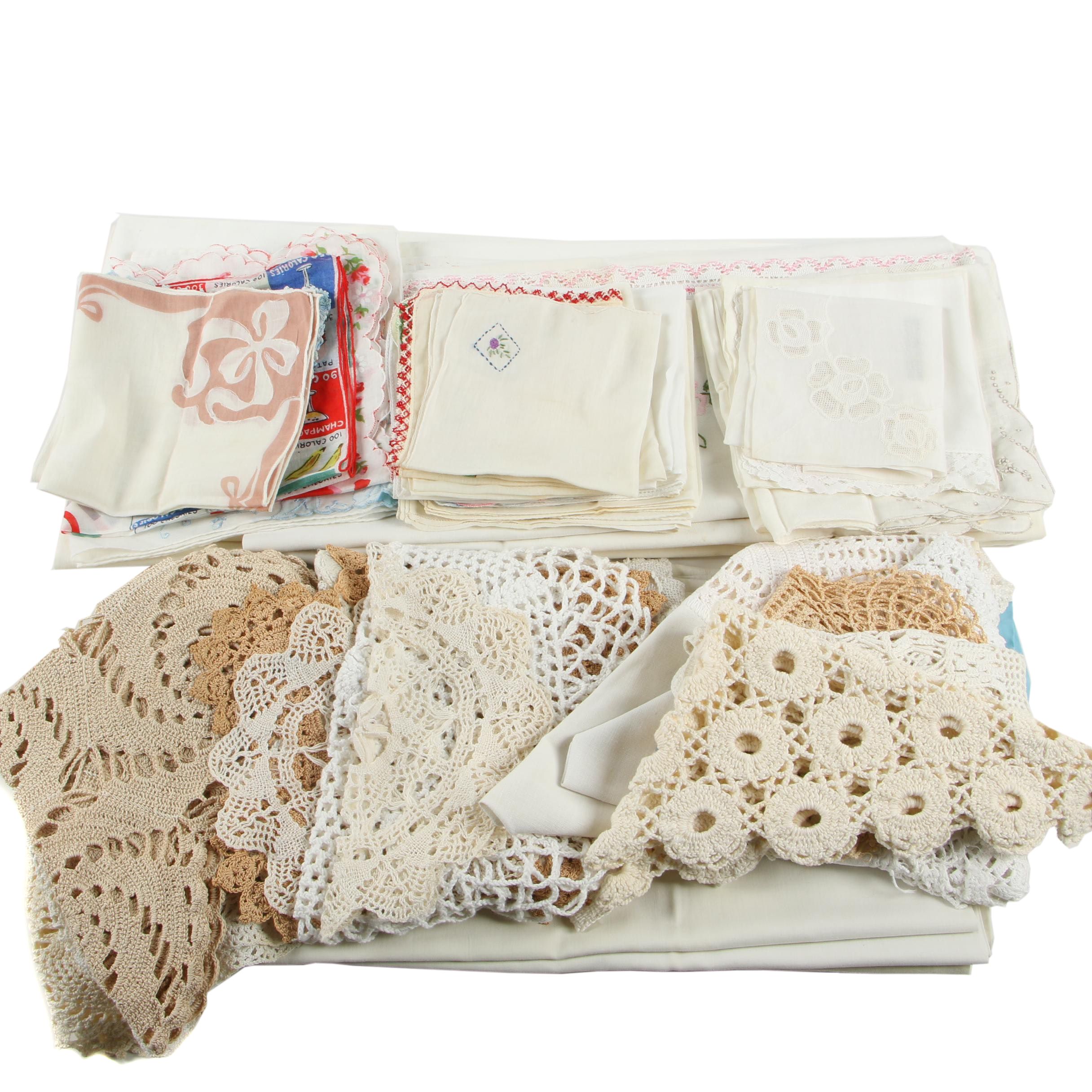 Embroidered, Appliqued and Crocheted Linens and More