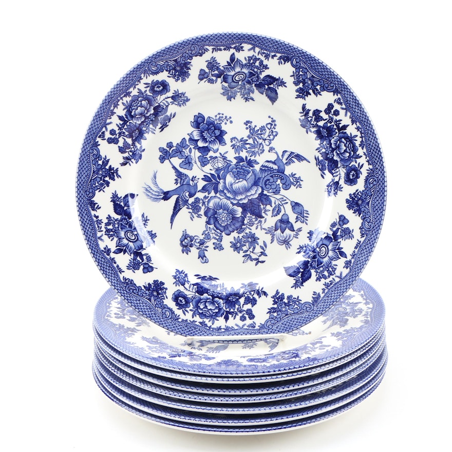 Royal Stafford "Asiatic Pheasant Dark Blue" Earthenware Dinner Plates
