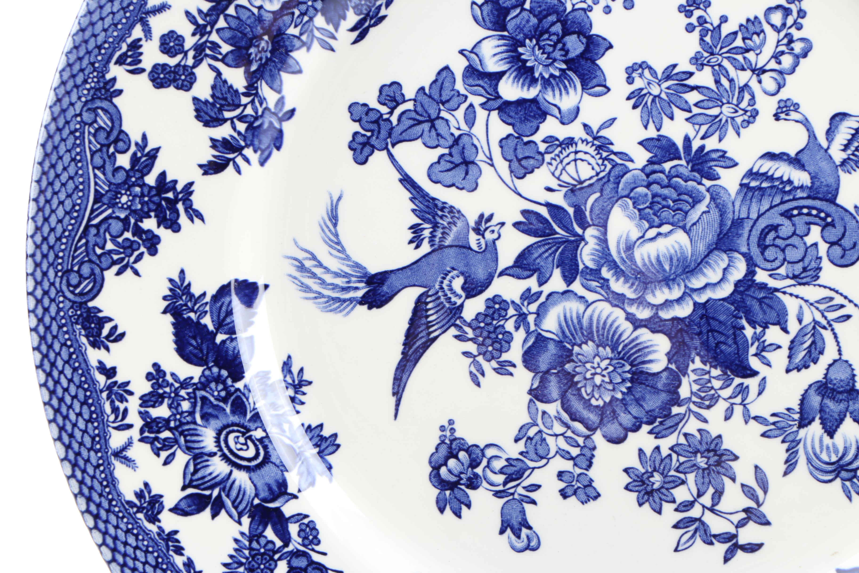 Royal Stafford "Asiatic Pheasant Dark Blue" Earthenware Dinner Plates