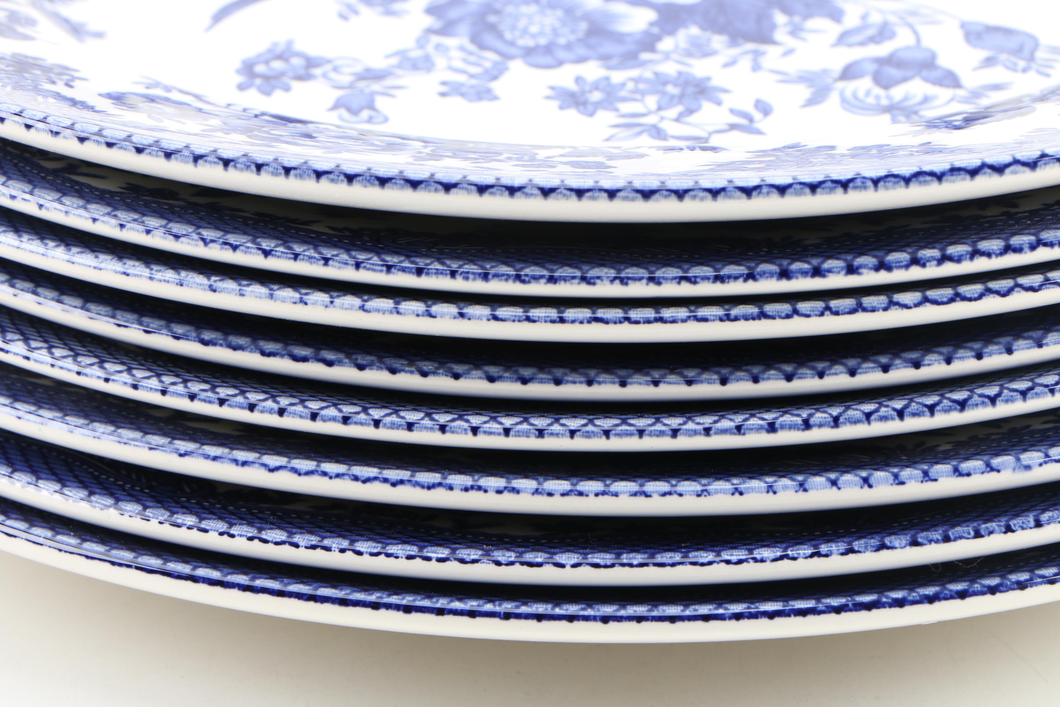 Royal Stafford "Asiatic Pheasant Dark Blue" Earthenware Dinner Plates