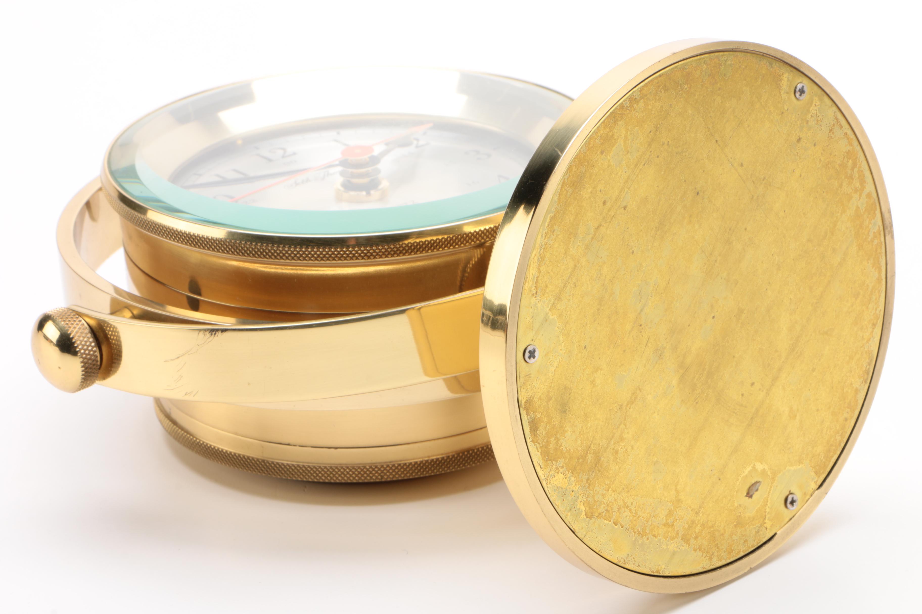 Seth Thomas Brass Schooner Nautical Desk Clock, 1980s