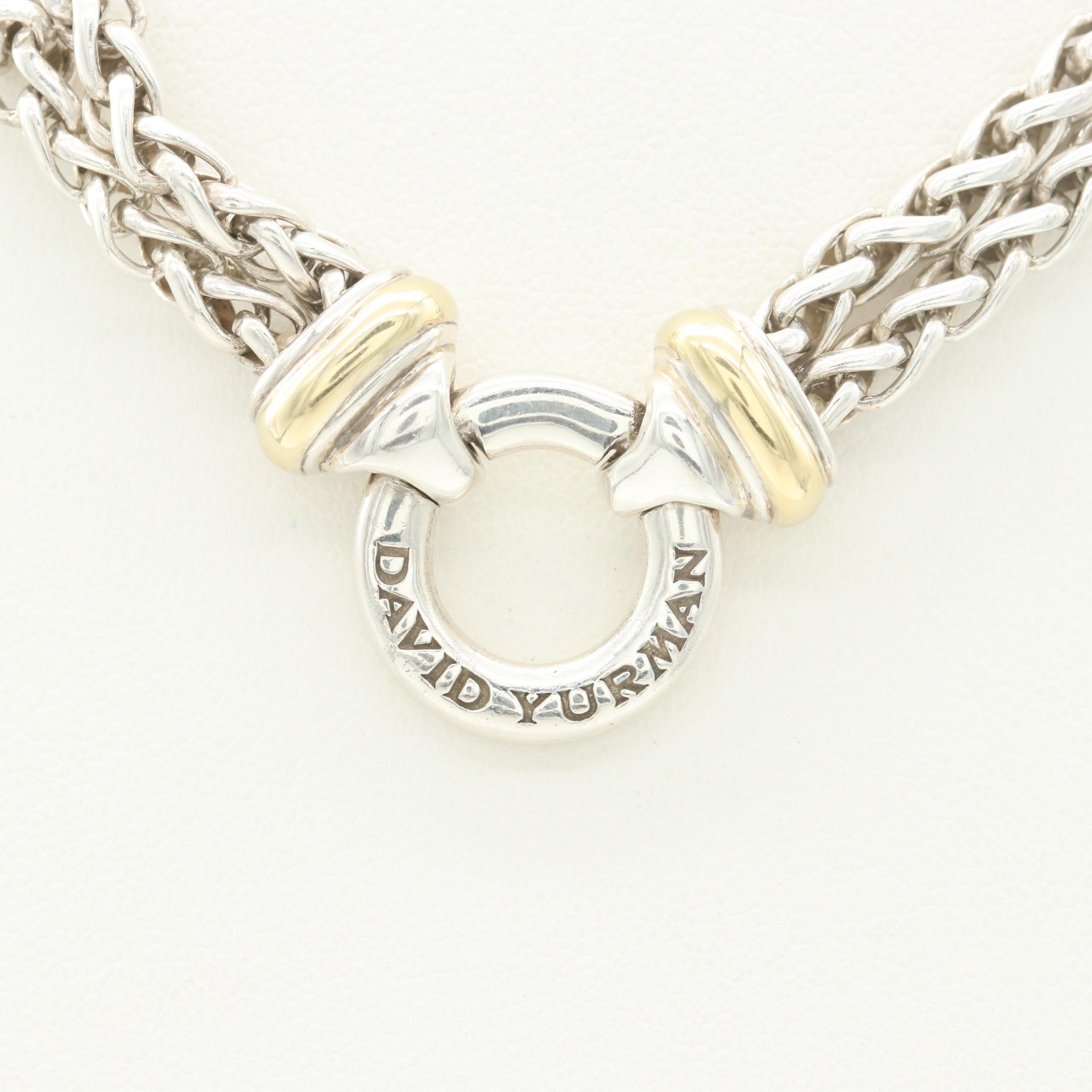 David Yurman Sterling Double Wheat Chain with 18K Yellow Gold Accents