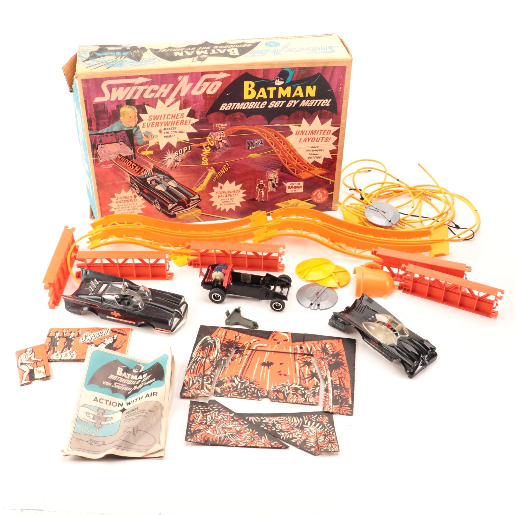 Mattel Batman "Switch 'N Go" Batmobile" Toy Play Set with Box, 1966