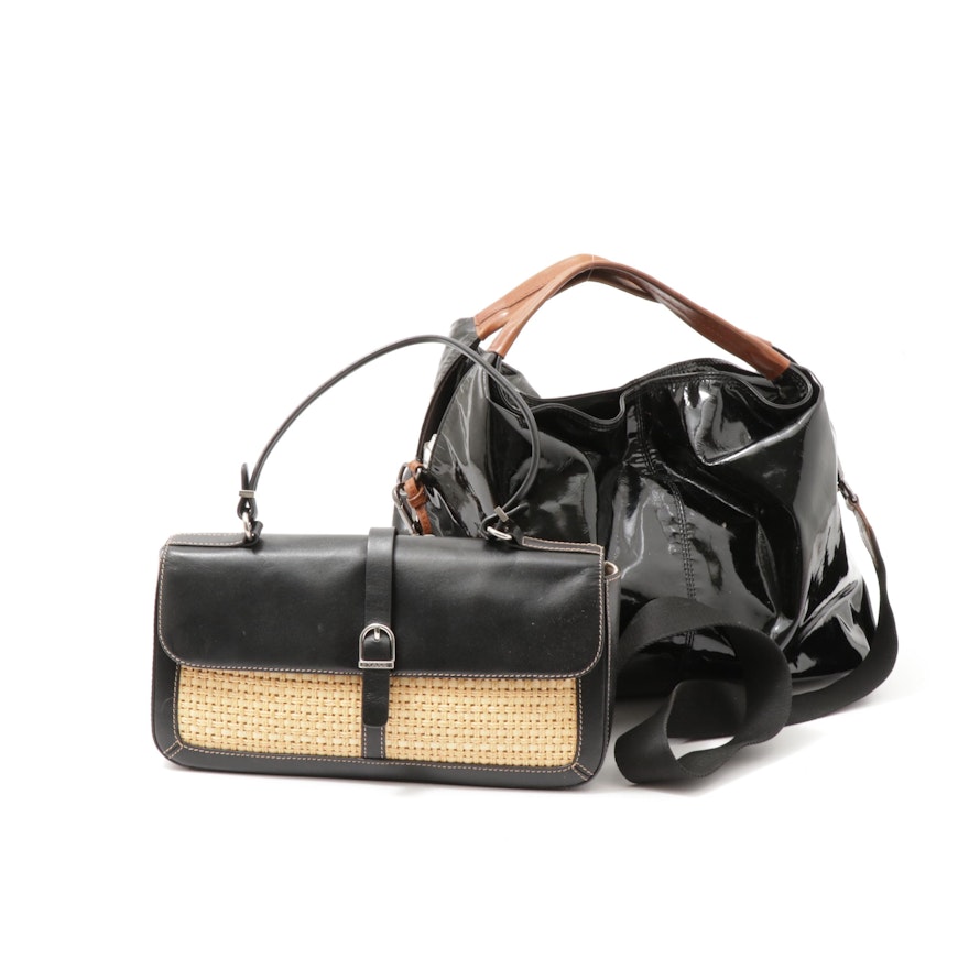 Furla Patent Leather Crossbody and Maxx New York Leather Woven Straw Handbag