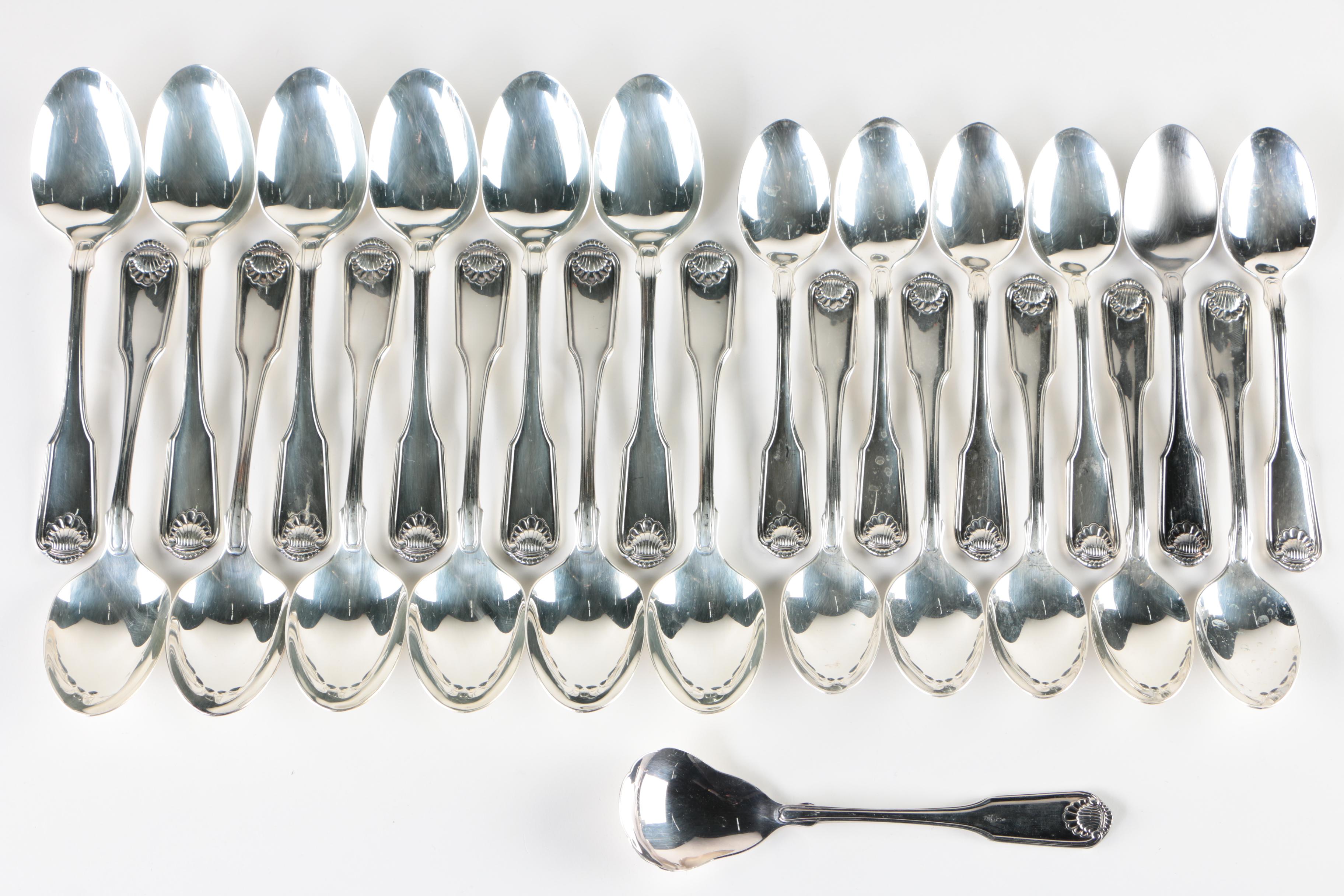 Oneida "Silver Shell" Silver Plate Flatware and Serving Utensils with Chest