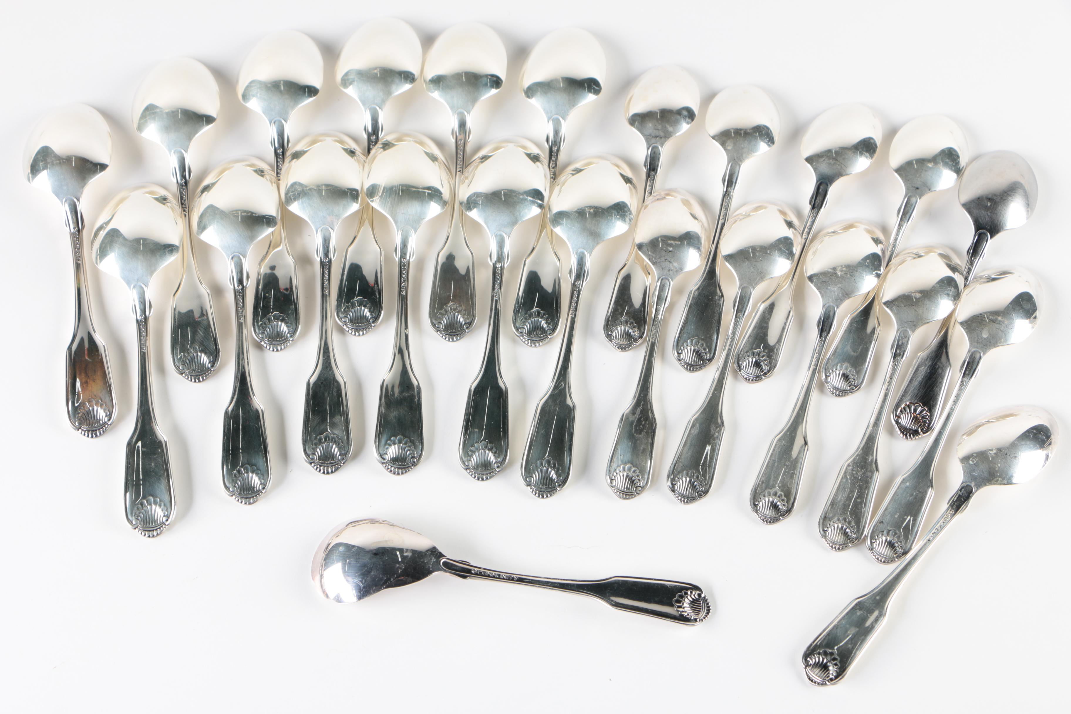 Oneida "Silver Shell" Silver Plate Flatware and Serving Utensils with Chest