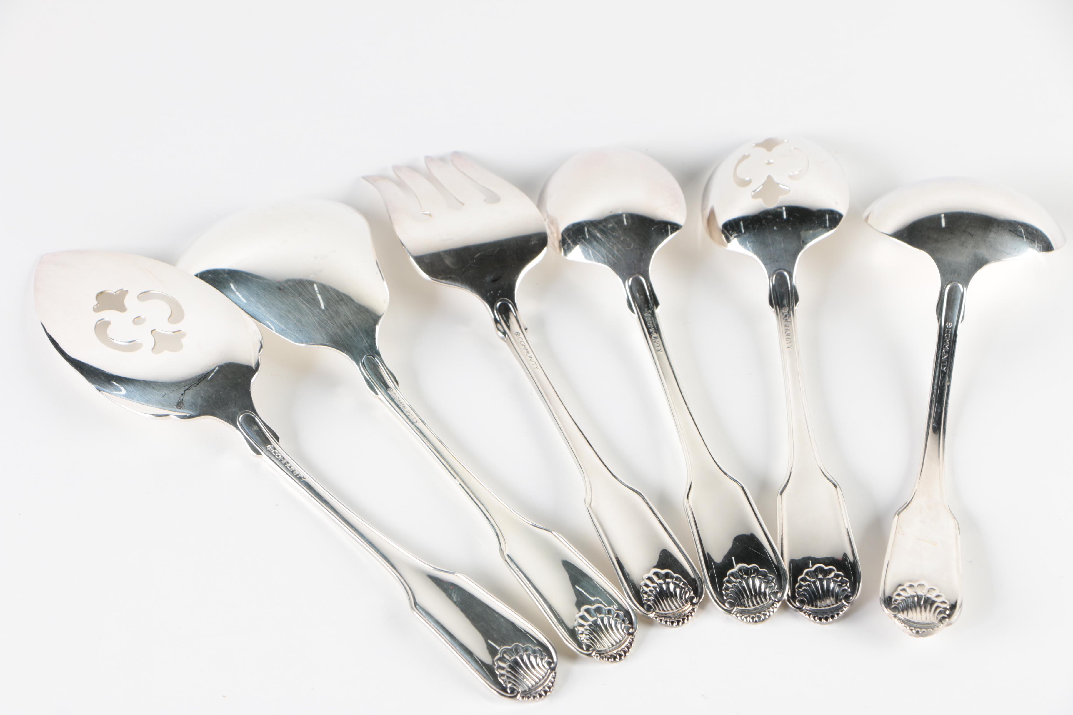 Oneida "Silver Shell" Silver Plate Flatware and Serving Utensils with Chest