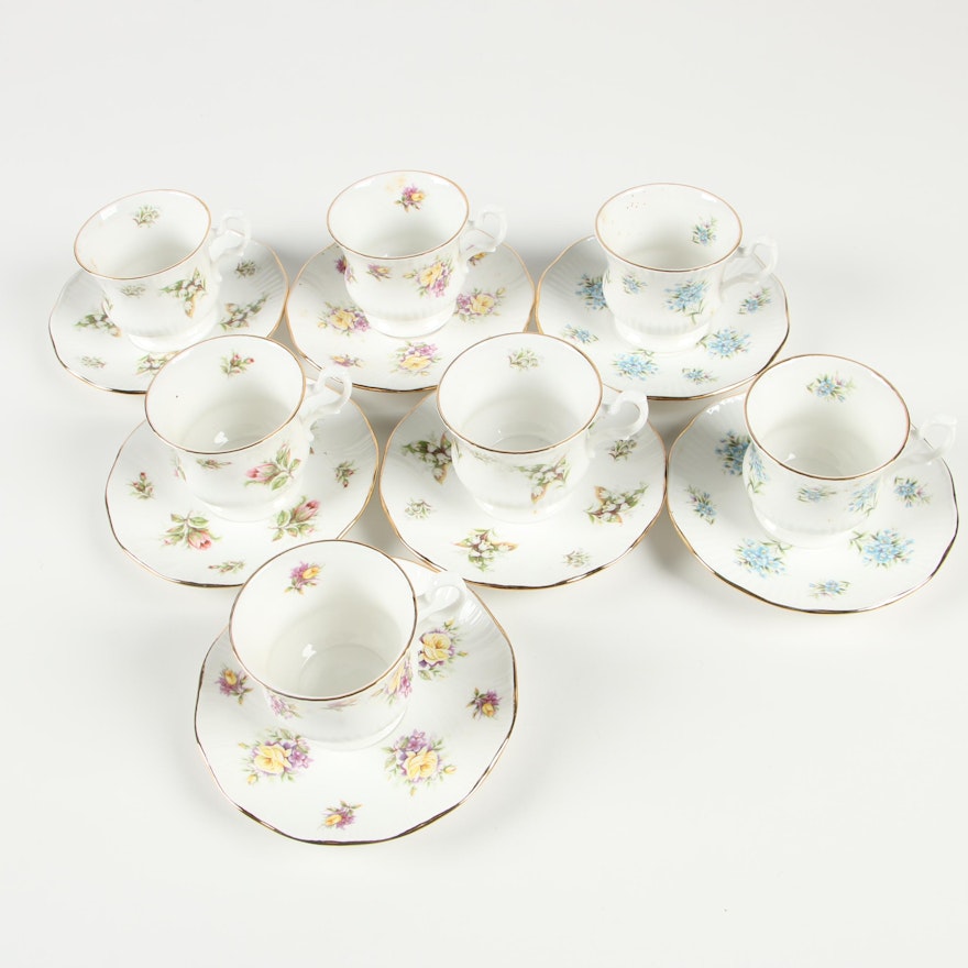 Royal Dover and Regal Heritage Bone Chine Demitasse Teacups and Saucers
